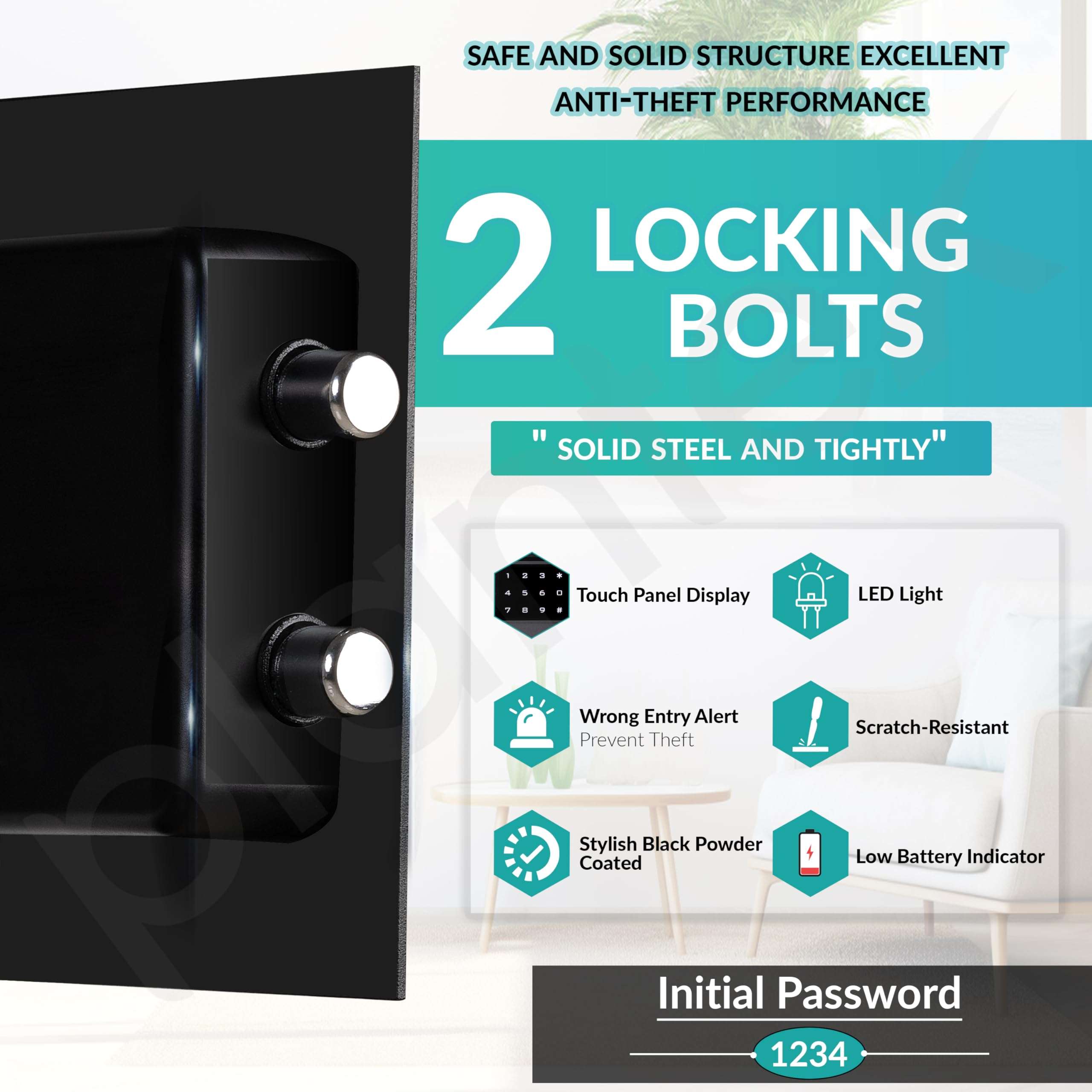 Plantex 56 Litre Digital Safe Locker For Home/Safety Locker Box with Biometric Fingerprint,Touchscreen & Emergency Key/Perfect Security Solution for Valuables/2 Years Warranty By Plantex - Black 6