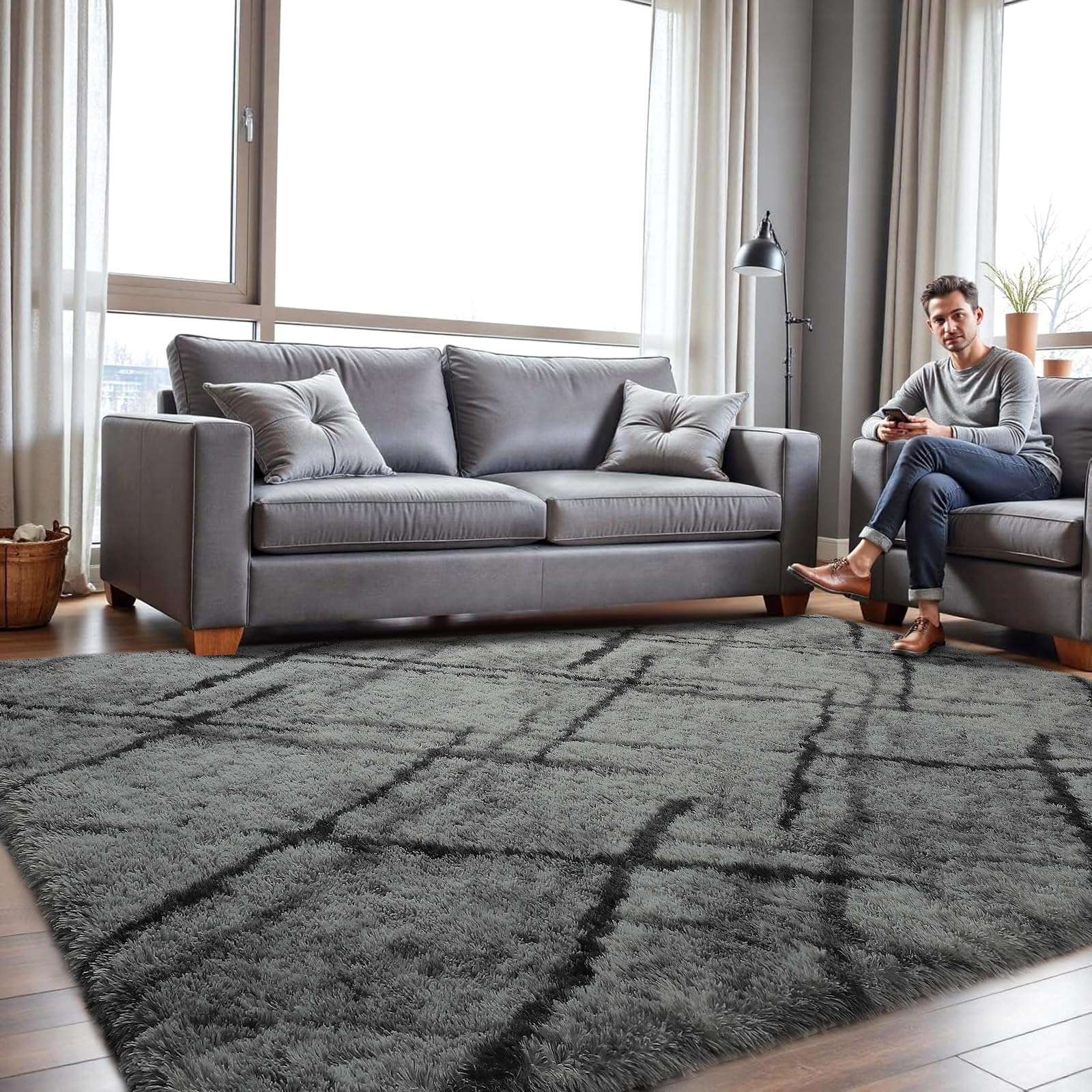 junovo Ultra Soft Area Rugs for Bedroom, 4x6ft Shaggy Rugs for Living Room, Fluffy Modern Rugs for Dorm, Memory Foam Indoor Carpet for Bedside Kids Teens Room Nursery Home Decor, Pink 2