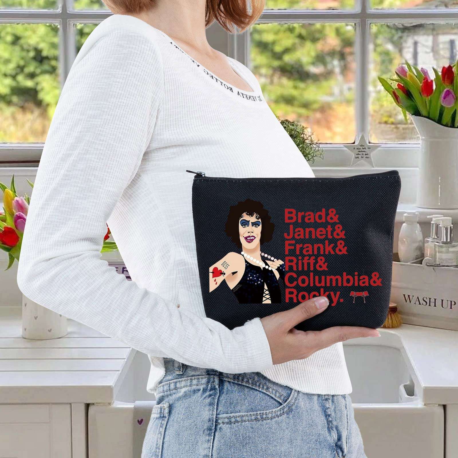 LEVLO Horror Brad Cosmetic Make Up Bag Rocky Fans Gift Musical Name Make Up Zippper Pouch Bag For Musical Fans (Brad&Janet) 6