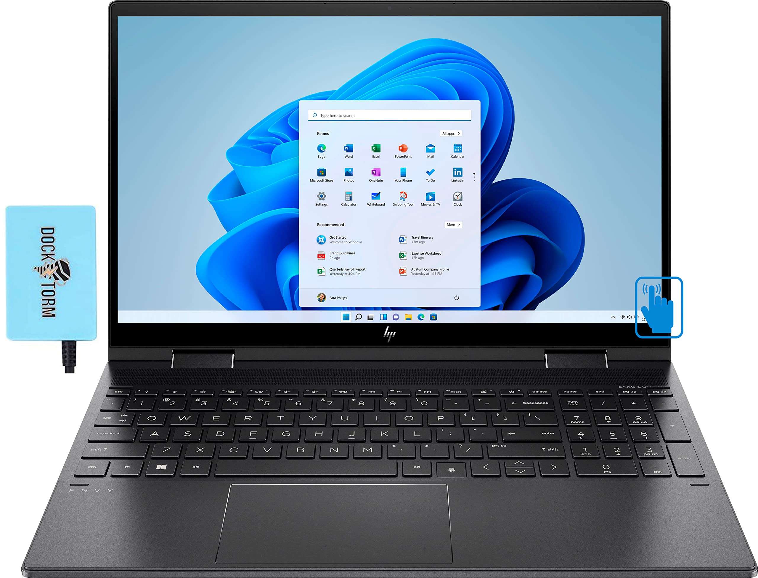 HP Envy x360 15-ey0023dx 15.6" Touchscreen FHD + IPS 2-in-1 Laptop (AMD Ryzen 7 5825U 8-Core, 64GB RAM, 512GB PCIe SSD, AMD Radeon, Backlit KYB, WiFi 5, Bluetooth 5.2, Webcam, Win11Home) w/Hub 1
