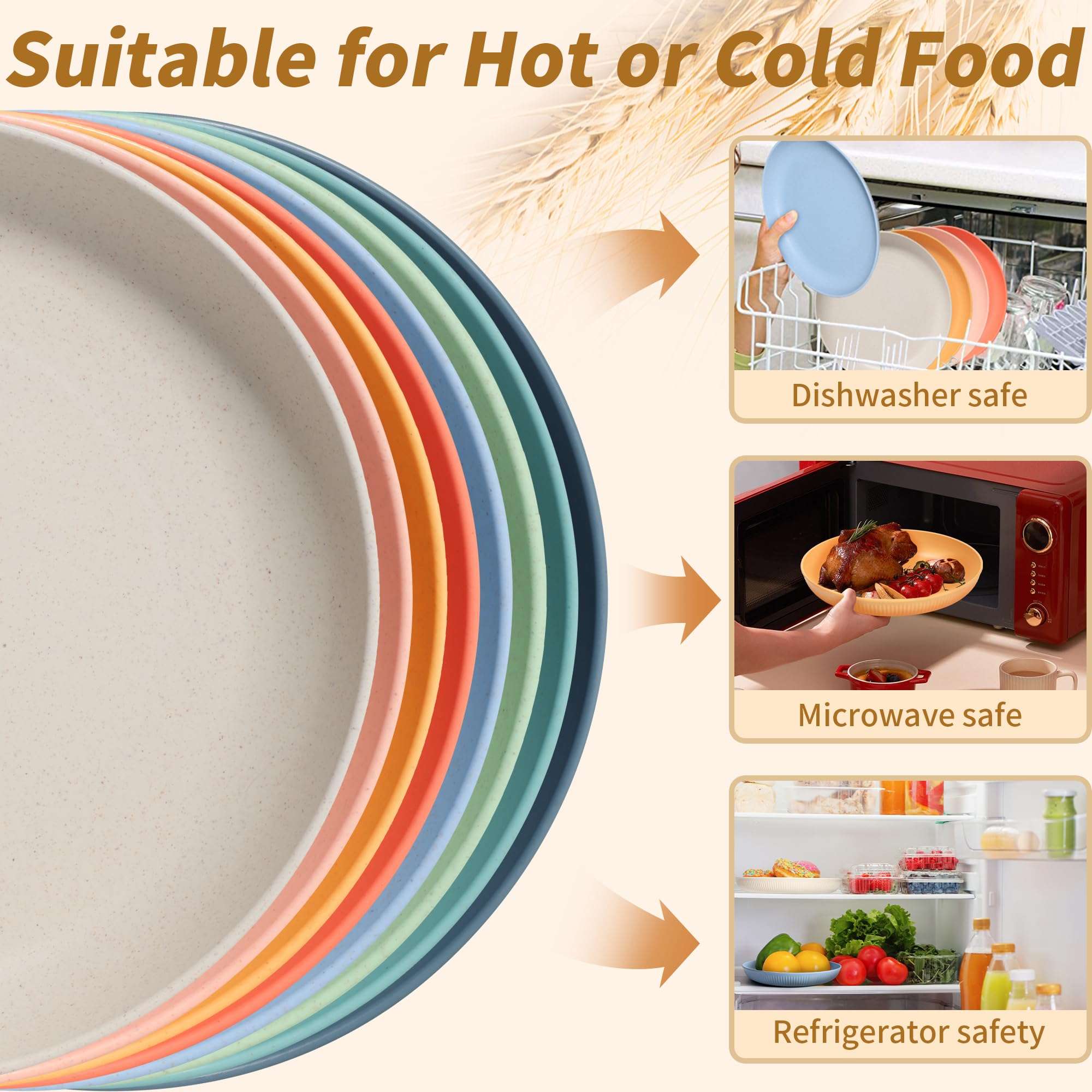 KESHU ENTERPRISE Wheat Straw Dinner Plate Set, Eco-Friendly Dinner Set || Round Serving Plate, Dishwasher & Microwave Safe - Perfect for Dinner Dishes Deep Plates || Easy to Clean (Pack of 1) (Cream) 5