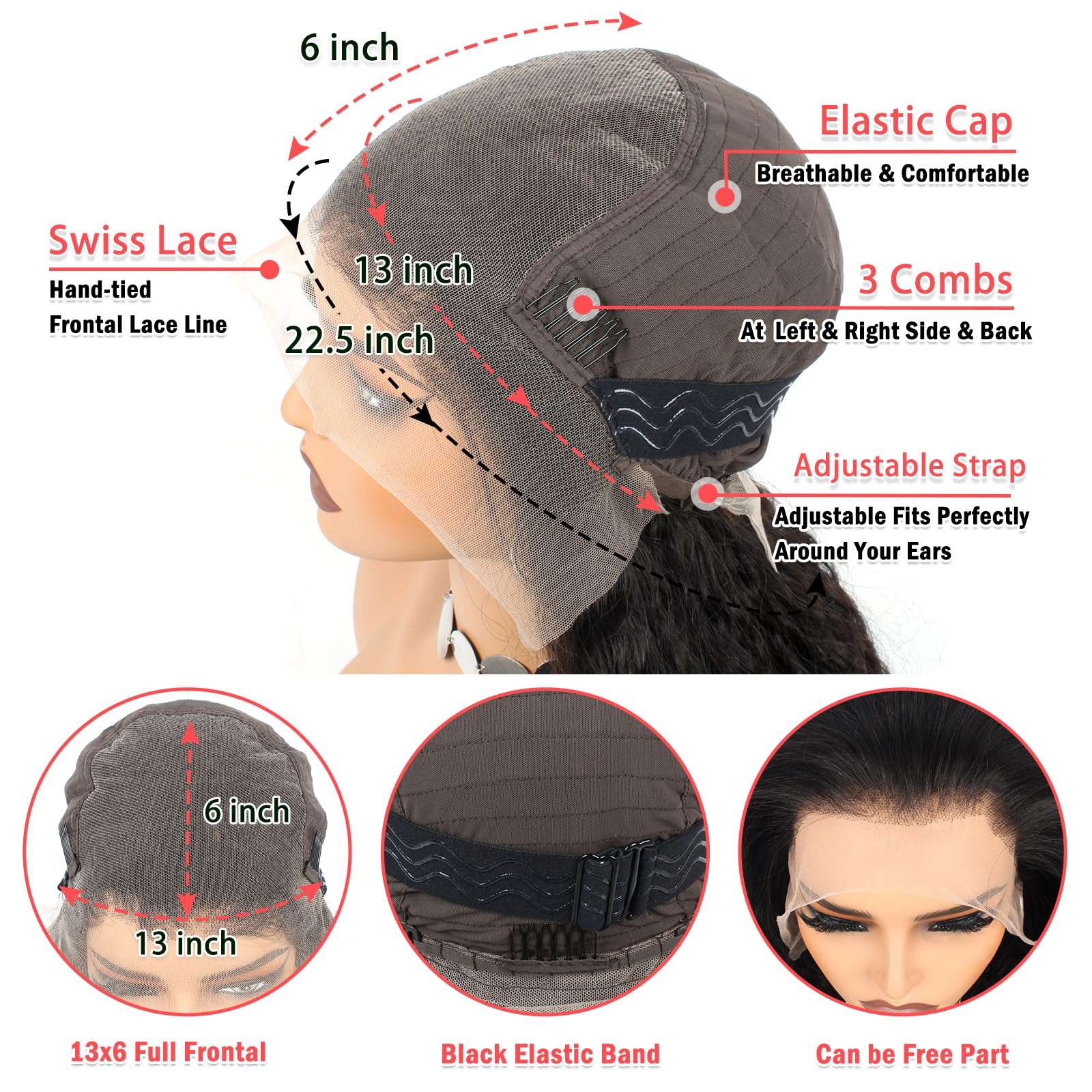 13x6 Water Wave Lace Front Wigs Human Hair 22 Inch 180% Density Water Curly HD Transparent Lace Frontal Wig For Black Women Glueless Wigs Human Hair Pre Plucked with Baby Hair 5