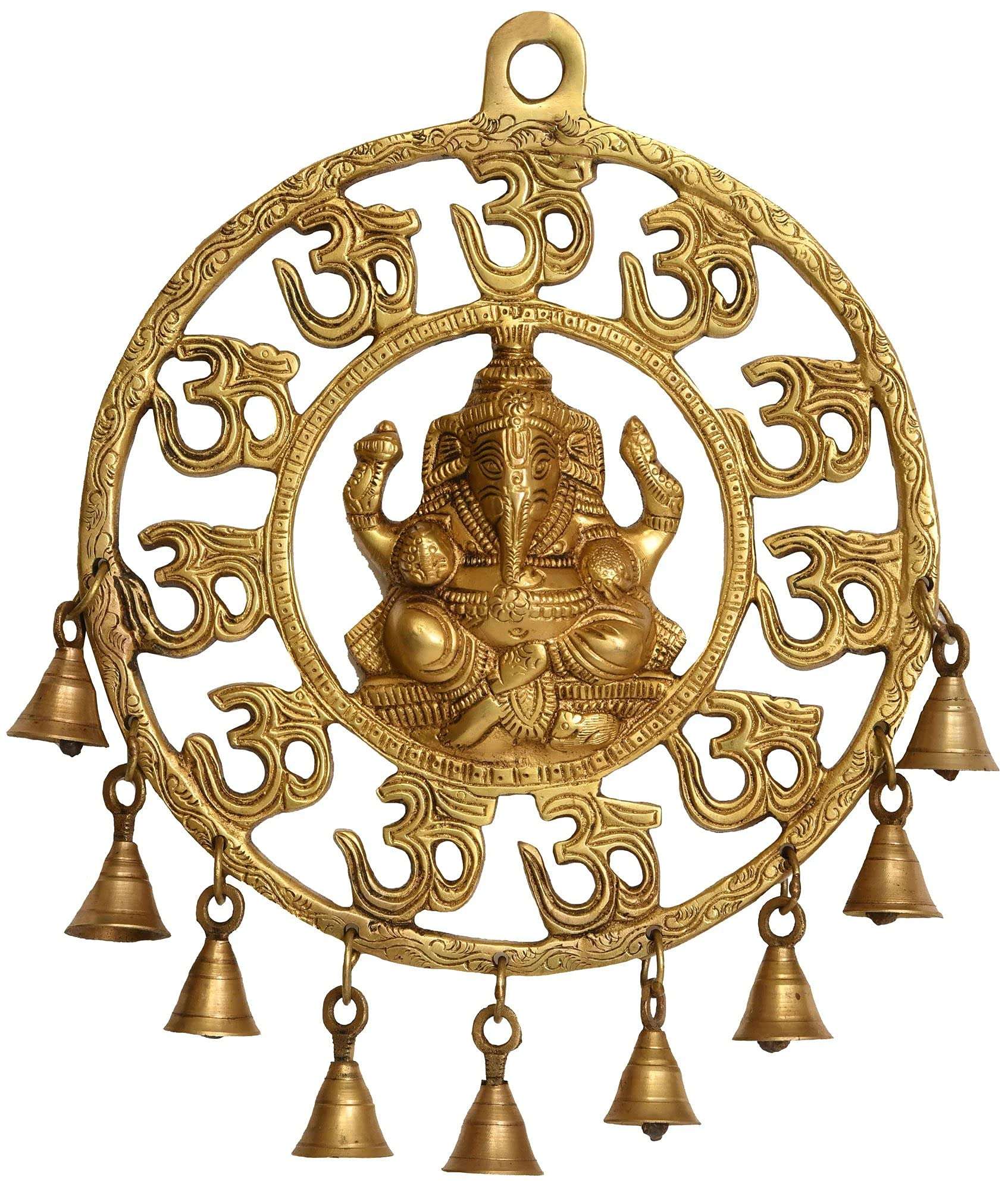 Dattatreya Brass Om Ganesha Wall Hanging Statue, Height 11.3 inch 1