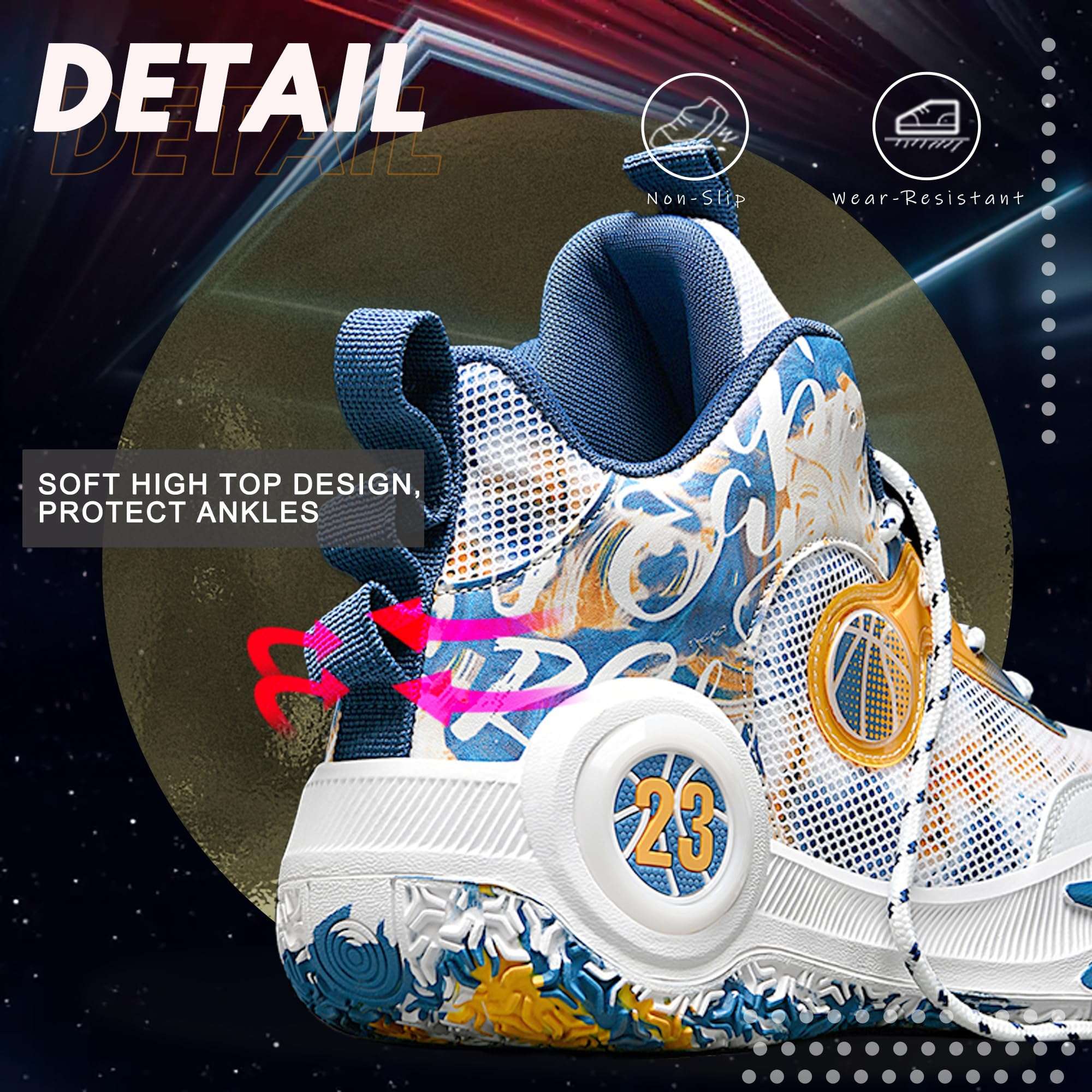 Promenie Men Basketball Shoes Lightweight Breathable Outdoor Sports Shoes Fashion Anti Slip Cushioning Training Sneakers Navy Size 8.5 5