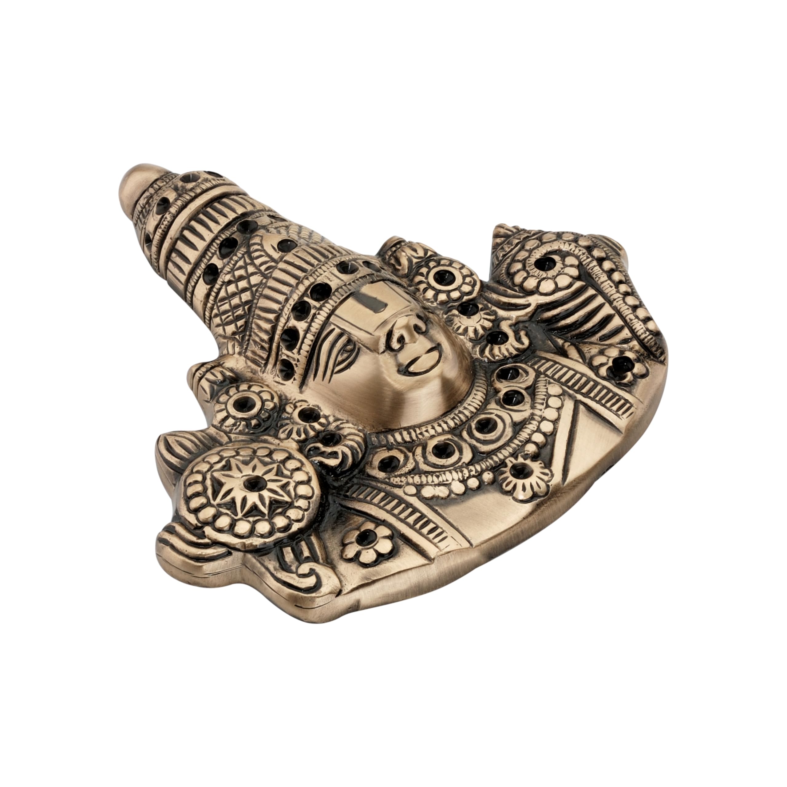 DEVDECOR Brass Idol of Lord Tirupati Balaji Lord Sri Venkateswara Balaji Face Wall Hanging 16 Inch Brown 4