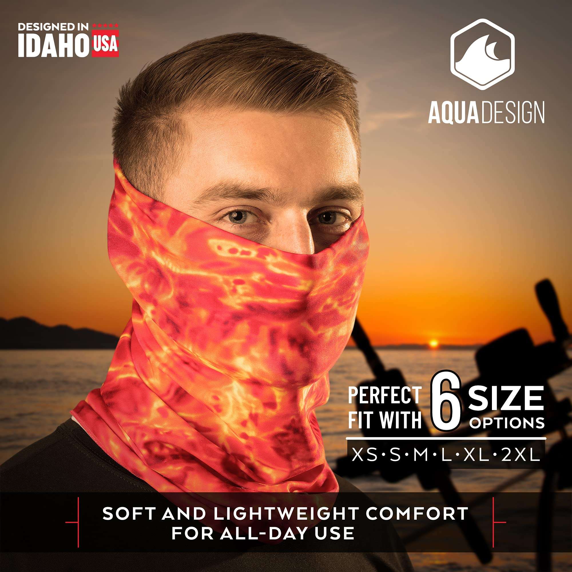 Aqua Design Fishing Sun Mask Camo Multipurpose Face Wind Sun Protection Head Tube Sizes Youth to Adult XL Fishing Hunting Gaiter,Pacific Sand,Large 5