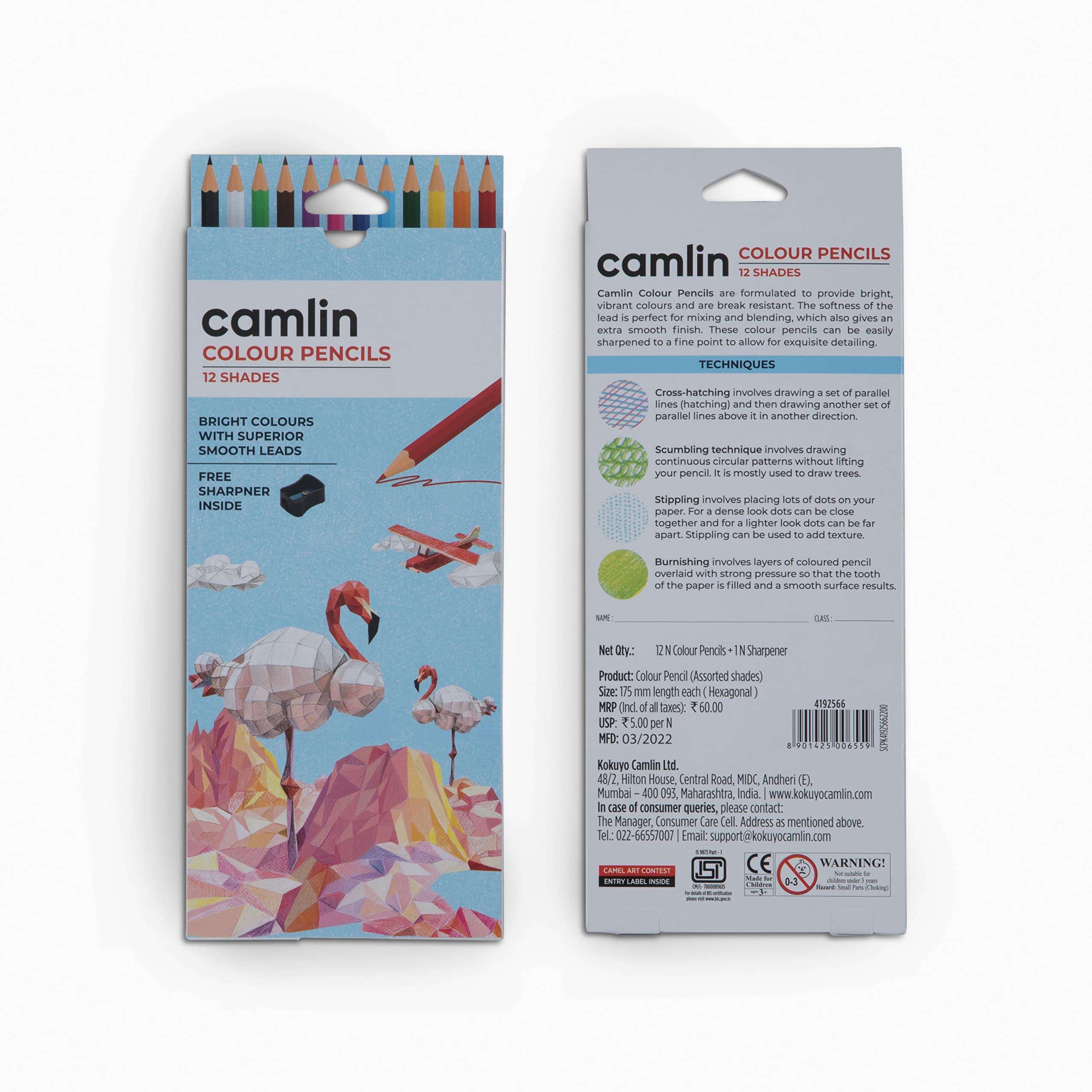 Camel Student 24-Shade Water Color Paint Cake Set & Camel 4192566 Full Size Color Pencil, Assorted, 12 Pieces 6