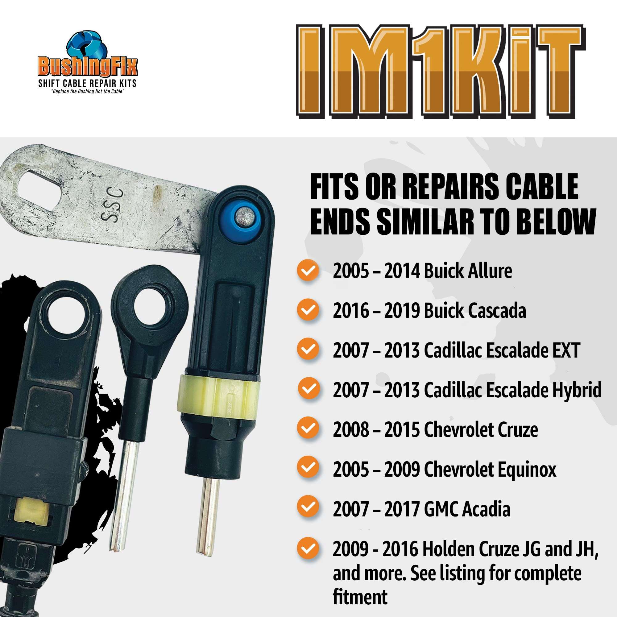 BushingFix IM1KIT1 - Transmission Shift Cable Bushing Repair Kit - Automatic Transmission Linkage Repair Kit, Transmission Repair Kit, Shifter Cable Bushing Fix, Shift Linkage Bushing Replacement 4