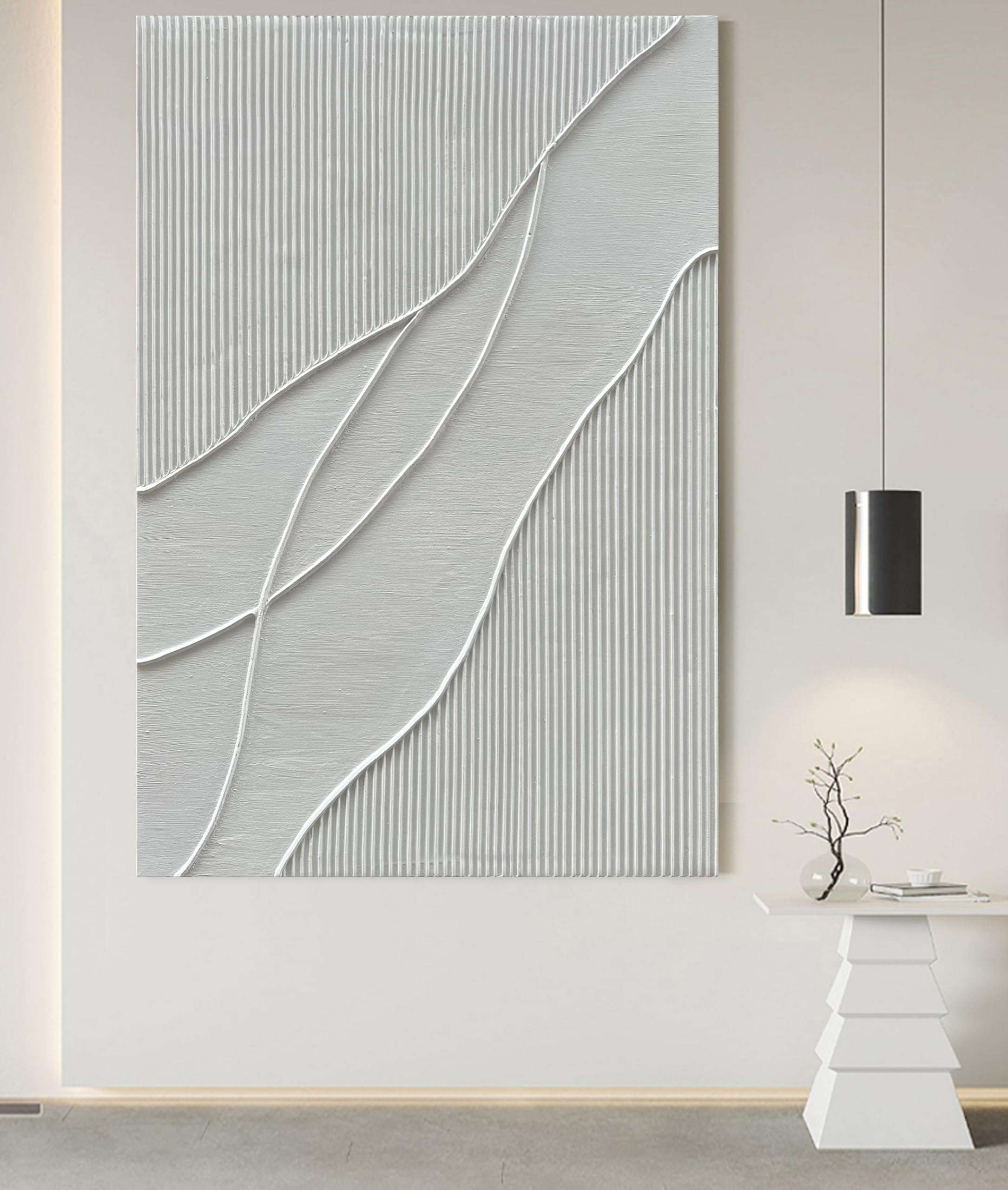 NANKAI Art Hand-Painted Thick Texture White Minimalist Oil Painting 45x30 inch Large Home Wall Decorative Art Oil Painting 6