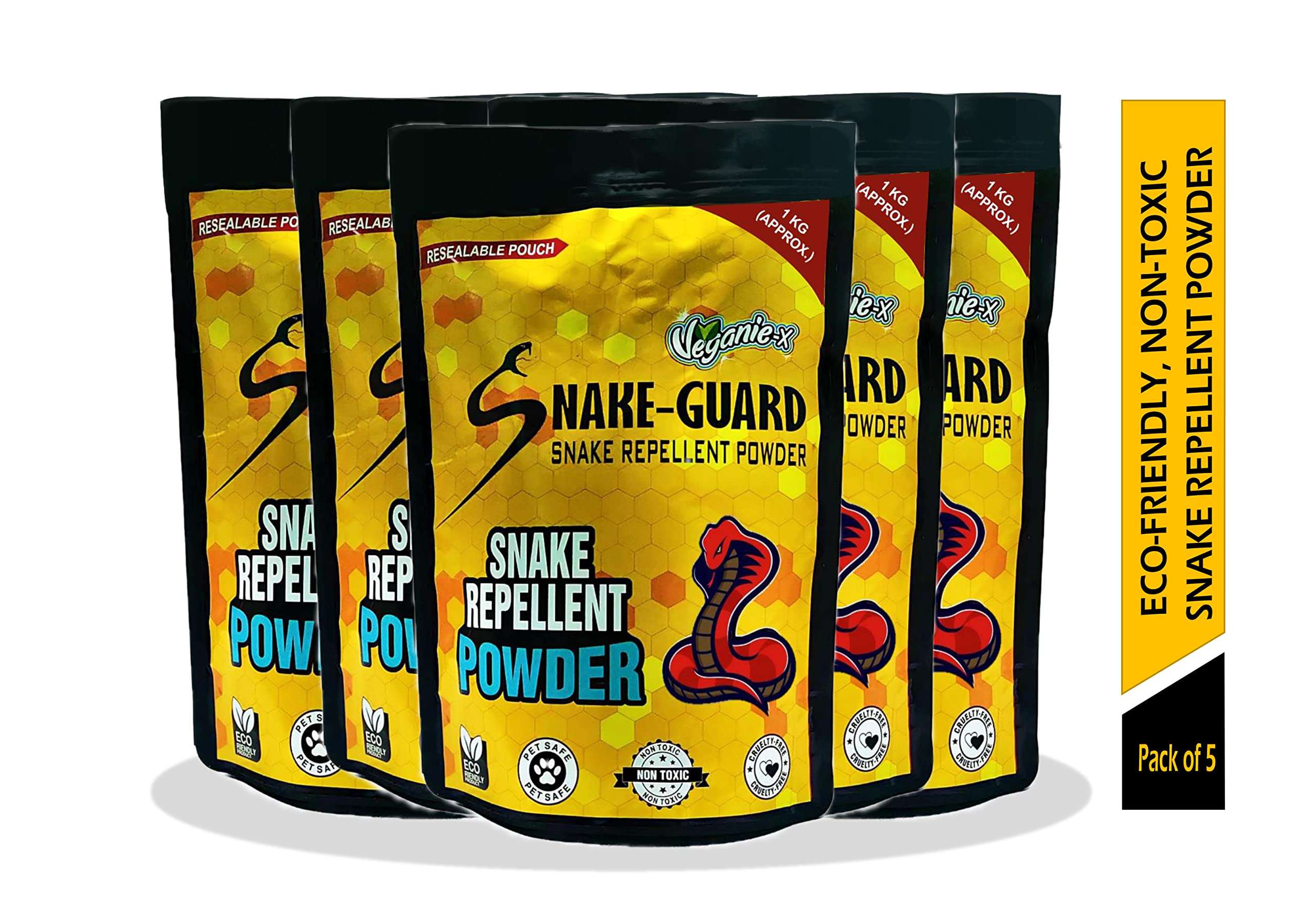 Veganie-X Snake Guard Snake Repellent Powder | Non-Toxic Safe Eco-Friendly Long-Lasting Protection | Snake Repellent for Outdoors Home-5 Kg, Pack of 5 4