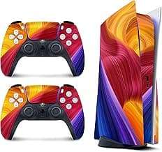 TACKY DESIGN Abstract Colorful Skin for PlayStation 5 Console and 2 Controllers, PS5 Twisting Skin Vinyl 3M Decal Stickers Full wrap Cover (Digital Edition) 1