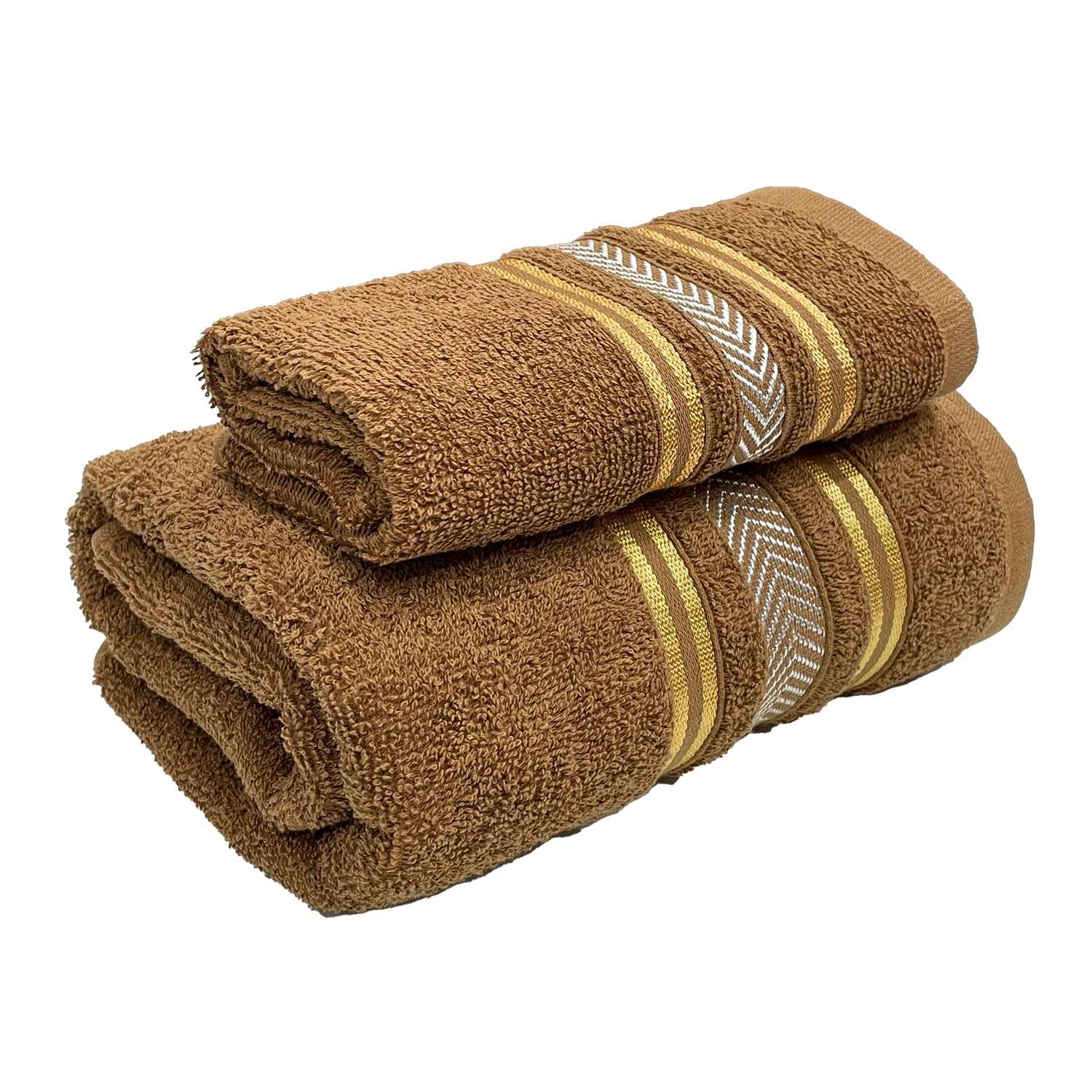 STAMIO Cotton 390 GSM Bath and Hand Towel Set for Men and Women | Extra Soft & Absorbent (Sepia Brown) 1