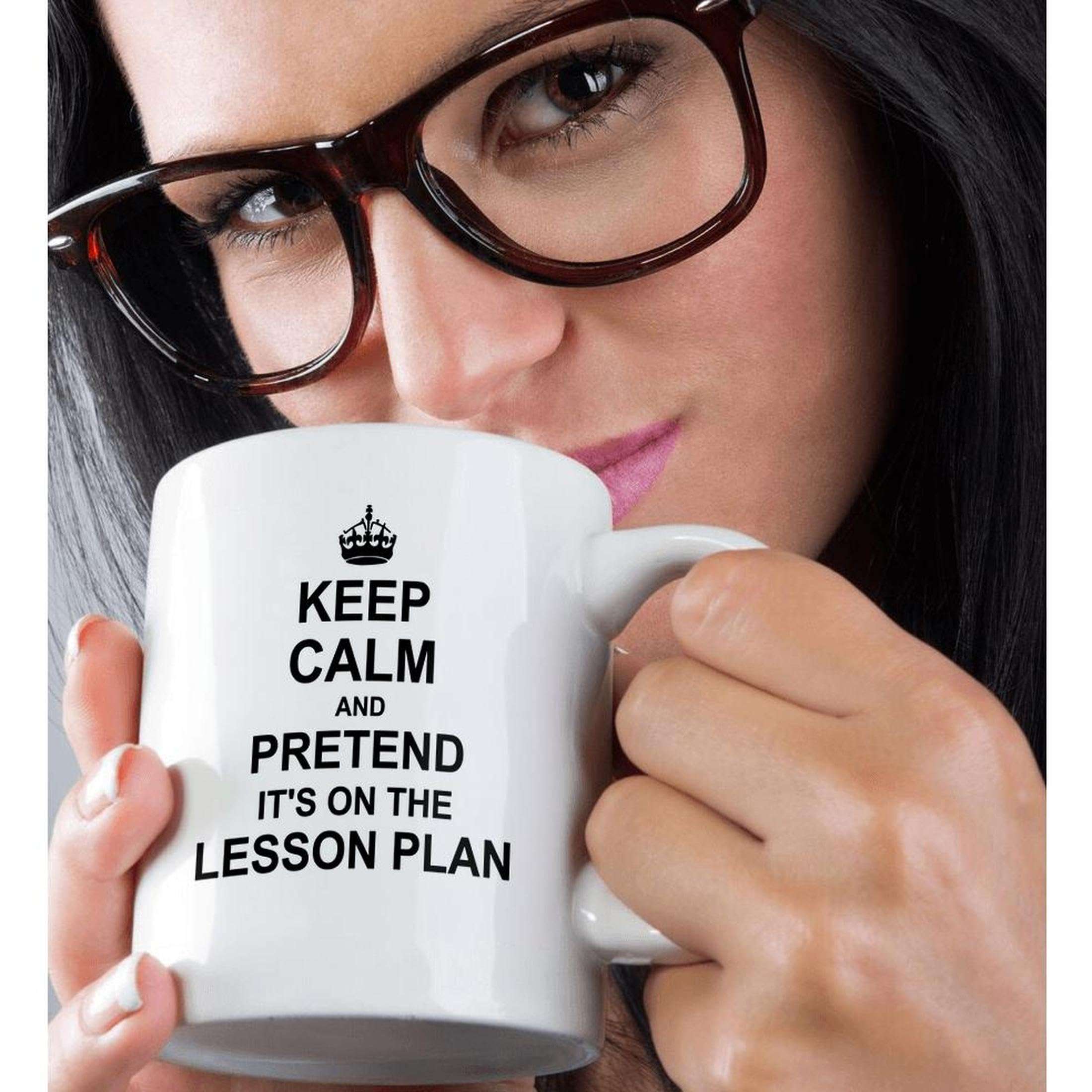 3dRose Keep Calm and Pretend its on the Lesson Plan - funny teacher gifts - teaching humor - humorous fun 15oz Mug 2