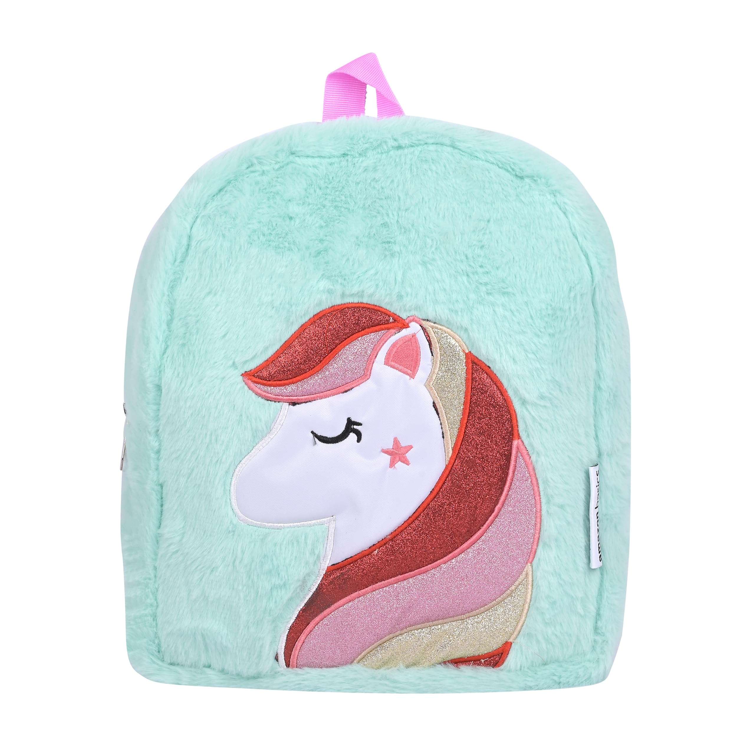 amazon basics Kids Character Fur Bag | Plush Soft Fur | Adjustable Shoulder Straps | Ideal for School, Picnic, Play (Faux Fur) 1