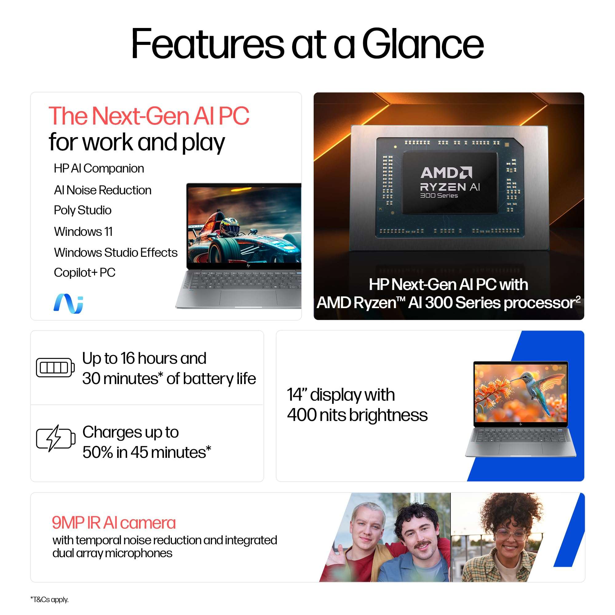 HP OmniBook Ultra AMD Ryzen AI 9 HX 375 Next Gen AI Laptop,(32GB-LPDDR5X Ram,1TB SSD)2.2k Anti Glare 400 Nits, 14''/35.6cm,W11+M365+Office24 with Copilot, FPR, Silver,1.57kg,9MP IR AI Camera, fd0009AU 3