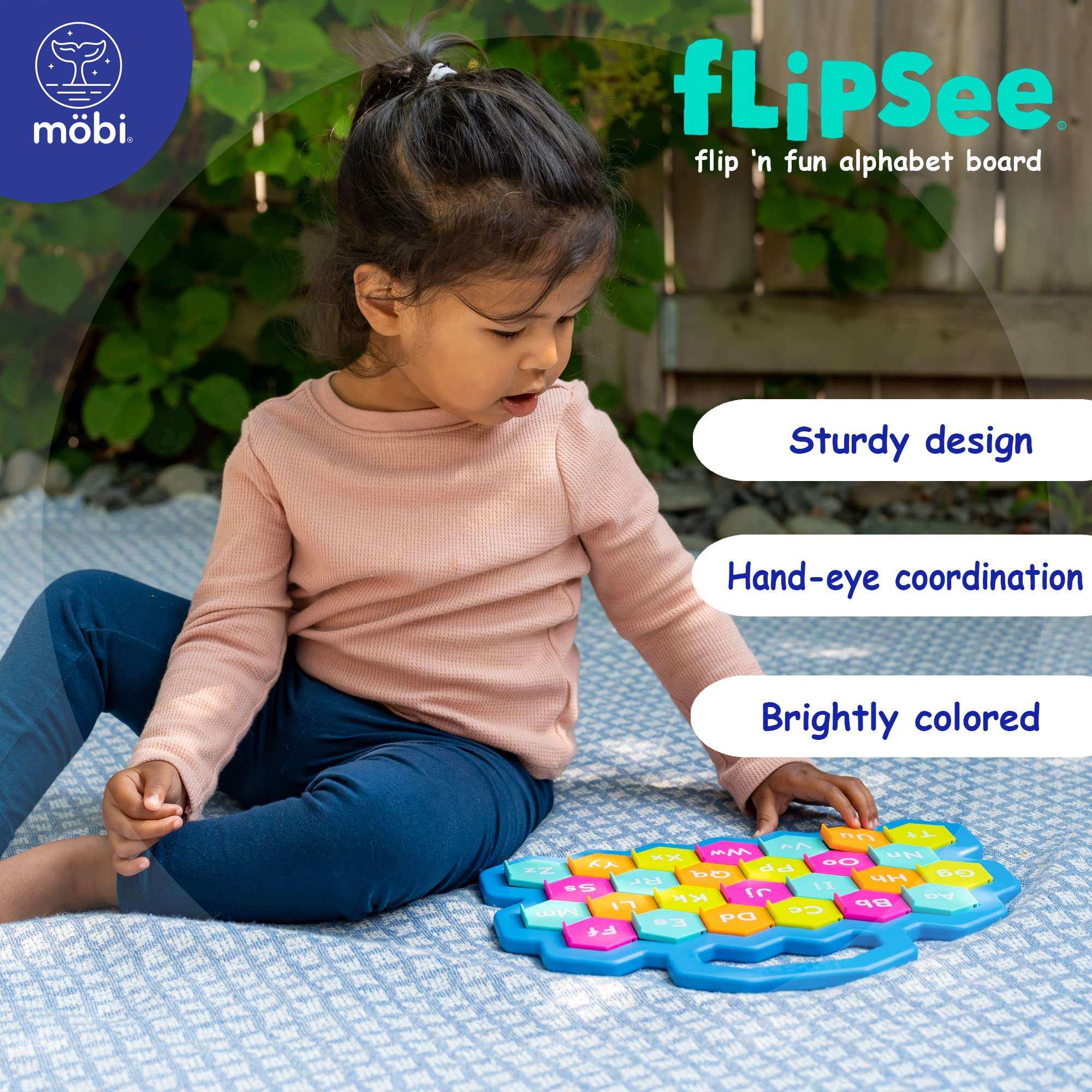 Mobi Flipsee Alphabet Learning Toy - Flip n' Fun Alphabet Board, ABC Montessori Game for Kids, Colorful Letter Tiles Learning Activity, for Ages 12 Months and Up - Pack of 1 6