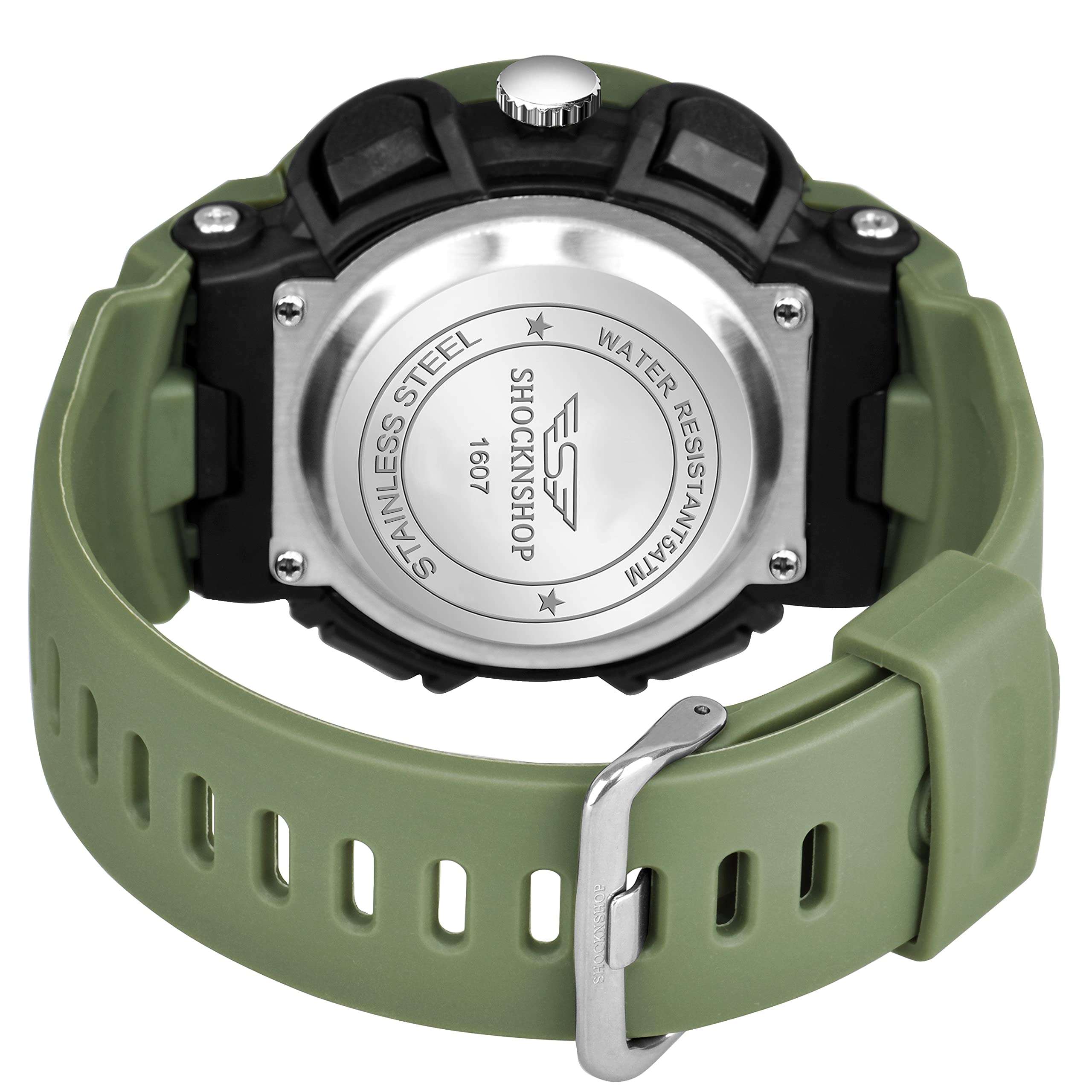 Shocknshop Analog Multifunctional Sports Digital Dial Watch for Men Boys (Black Dial and Green Strap) -W03GRN 3