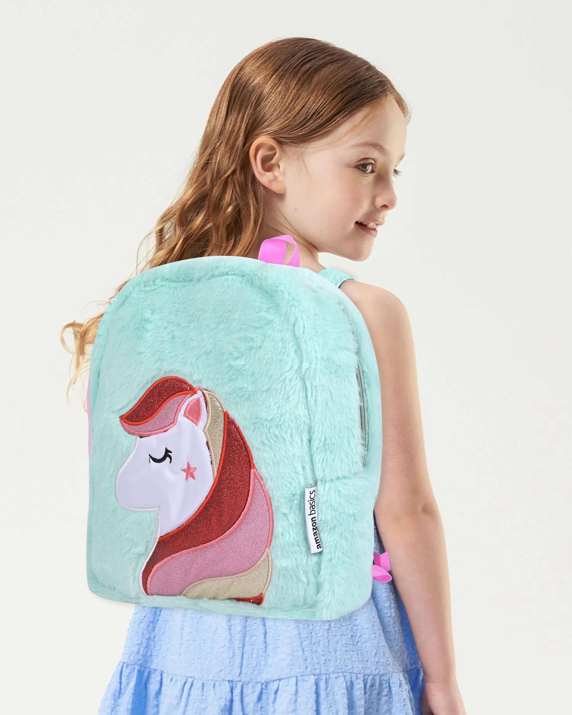 amazon basics Kids Character Fur Bag | Plush Soft Fur | Adjustable Shoulder Straps | Ideal for School, Picnic, Play (Faux Fur) 5