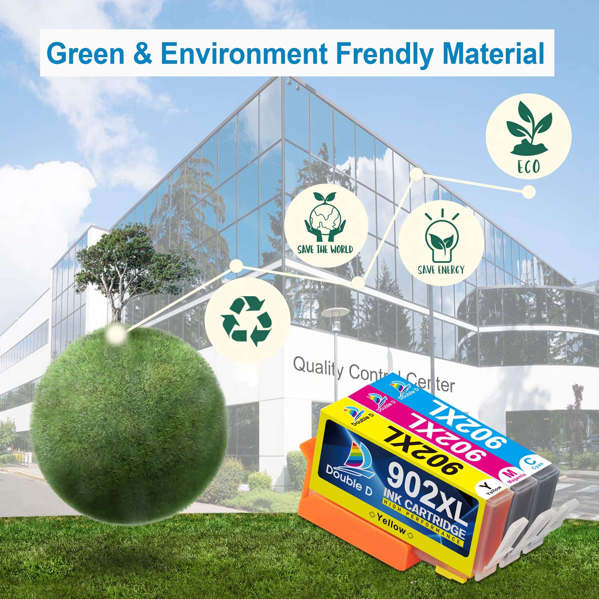 DOUBLE D 902xl Color Ink Cartridge Compatible Replacement for HP 902 902XL 902 XL (Upgrade Chip) for HP OfficeJet 6968 6978 6962 6958 6954 6960 6970 6950 6979 6951 Printer (3-Pack) 6