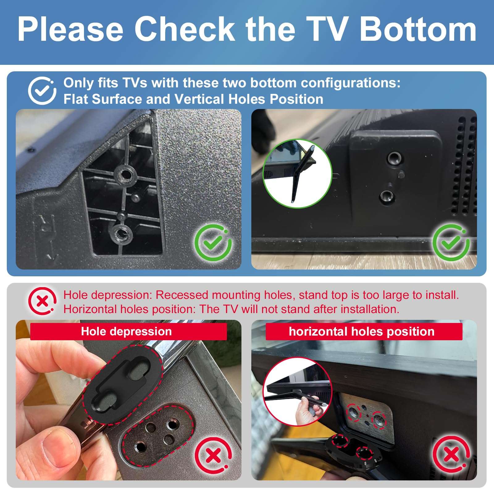 Base Stand for TCL Smart Tv - Compatible with Select Models for 28-65in TVs, Please Read All Descriptions Carefully, 32S305 32S301 40S355 40S325 43S425 43S431 50S431 65S433 65S555, Not Universal Legs 3