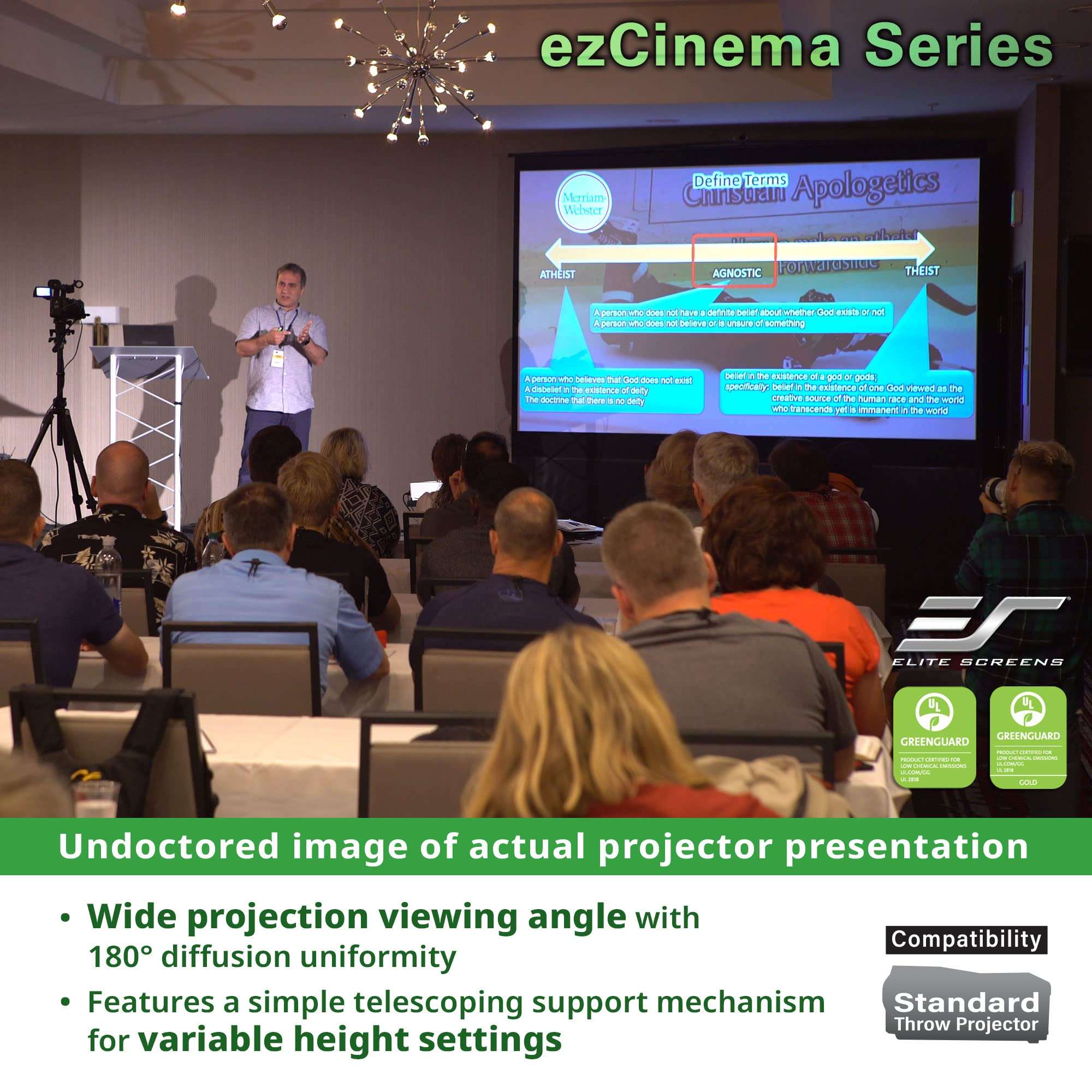 Elite Screens ezCinema Series, 150-INCH 16:9, Manual Pull Up Projector Screen, Movie Home Theater 8K / 4K Ultra HD 3D Ready, 2-YEAR WARRANTY, F150NWH 5