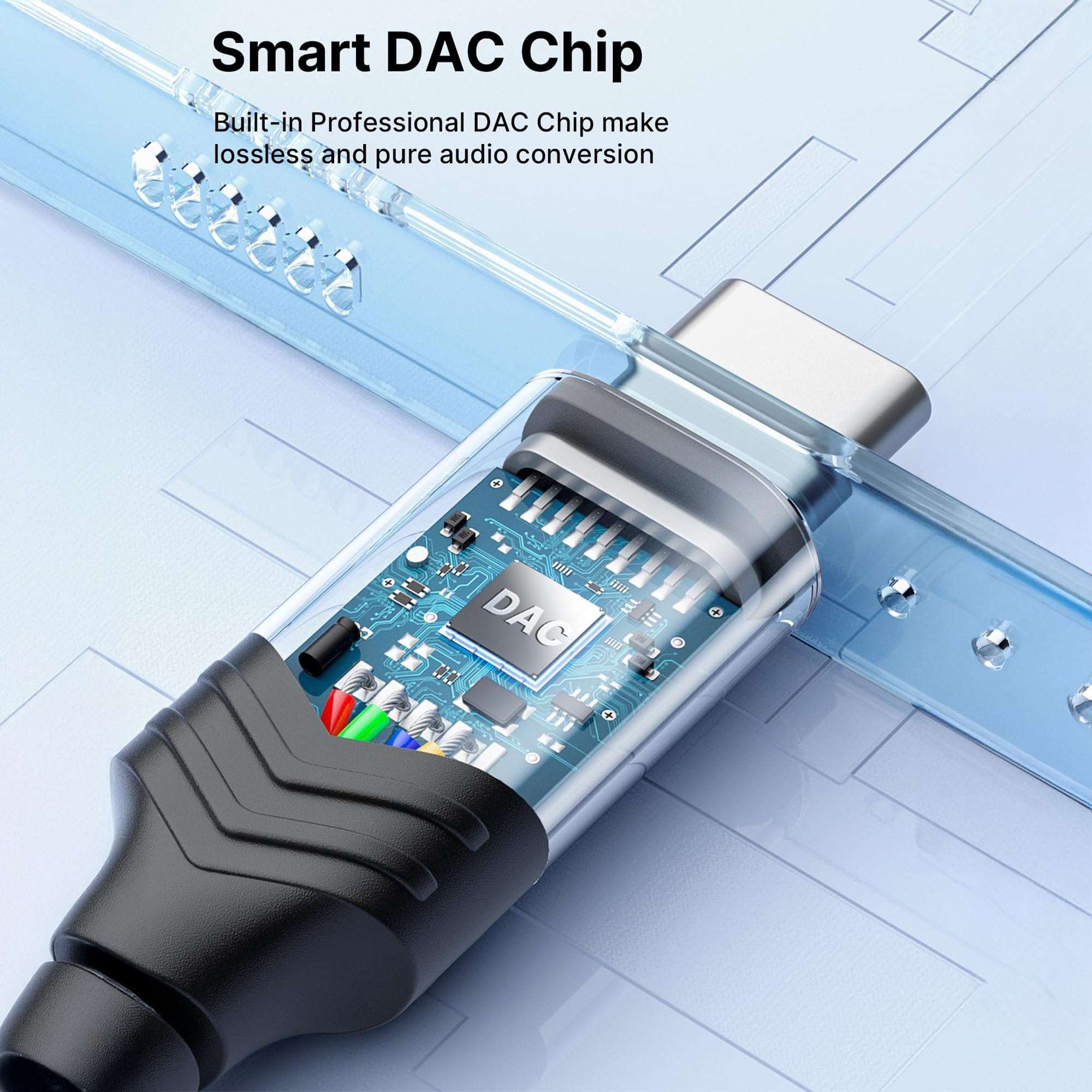 Vaku Luxos® SonicArc Type C to 3.5 mm Jack Digital Audio DAC 24bit/96KHz 3.5mm Connector Aux Cable,Headphone,Earphone USB C Converter/Adapter for Samsung, Oneplus, iPhone 17/16/15,Other Phone- Black 3