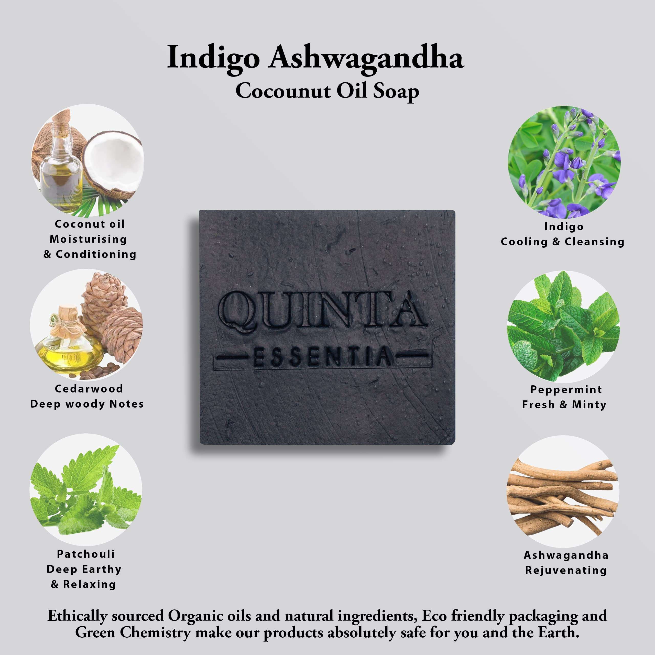 Quinta Essentia Organic Indigo Ashwagandha Soap with Coconut Oil (Fresh Peppermint Scent) | Organic and Natural 3