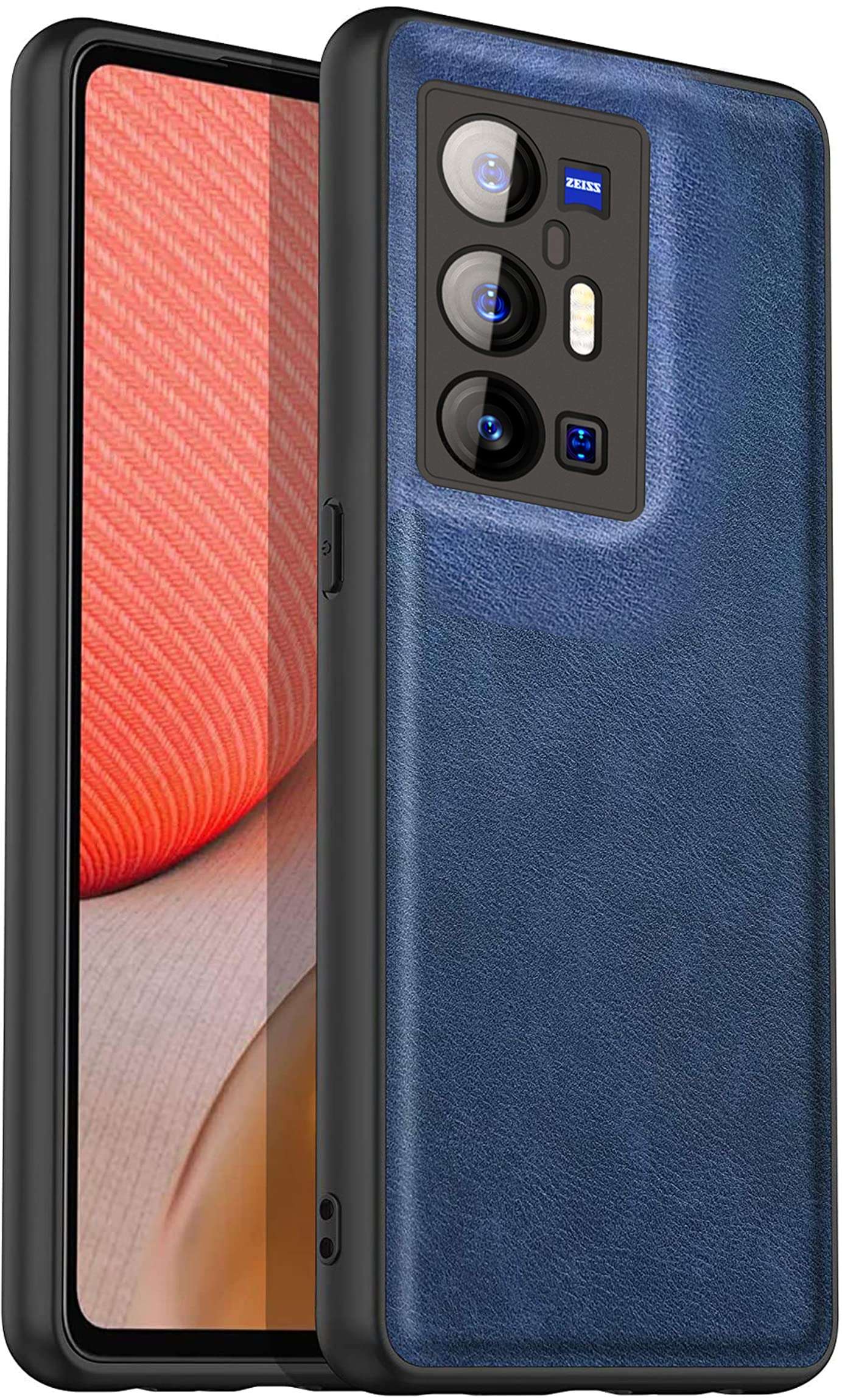 KAPA Tux Back Case for Vivo X70 Pro Plus, Slim Leather Case with Soft Edge Shockproof Back Cover (Blue)