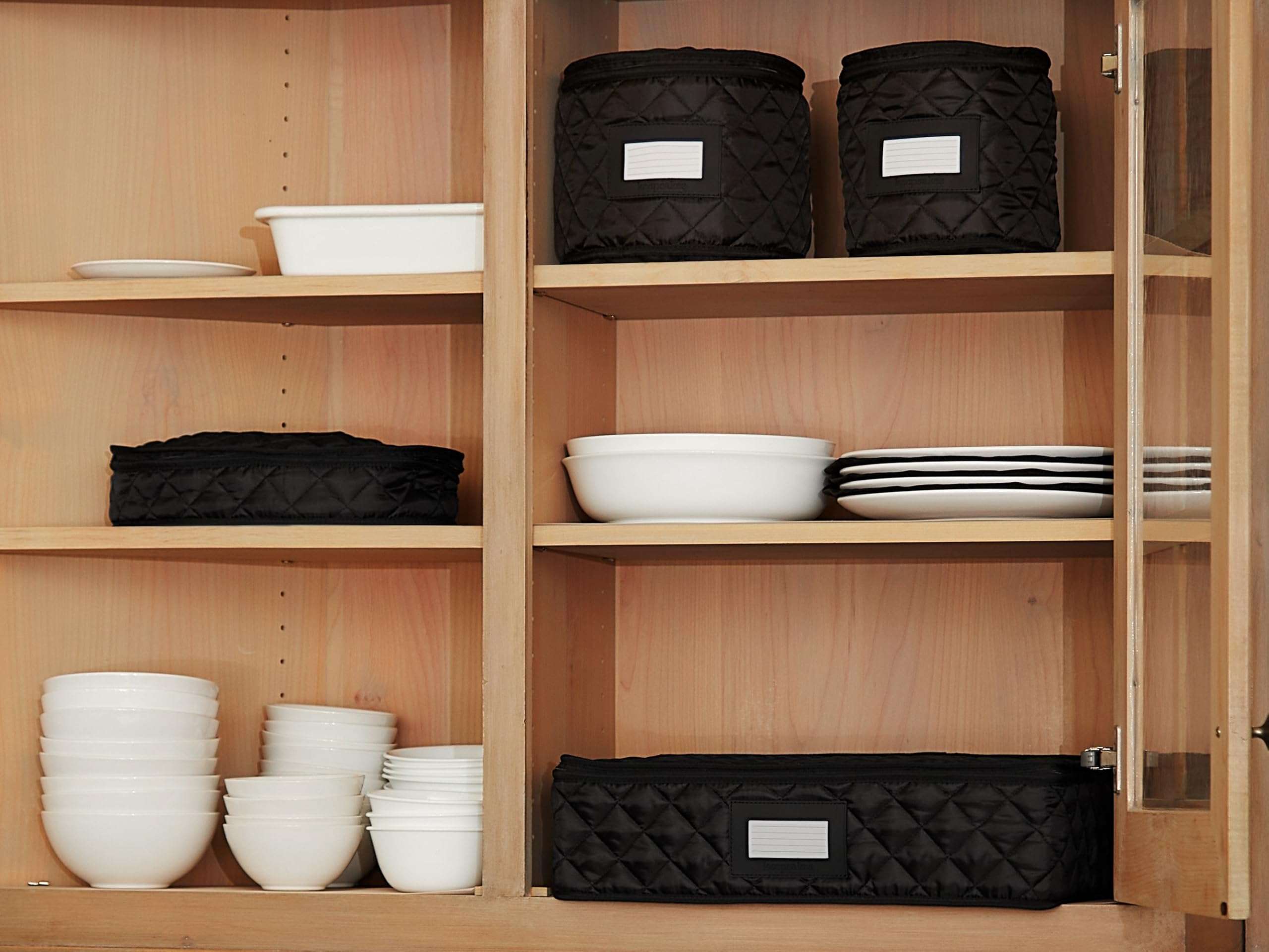 Covermates Keepsakes - Dish Storage - Padded Protection - ID Window - Stain Resistant - Machine Washable - China Storage, Black 5