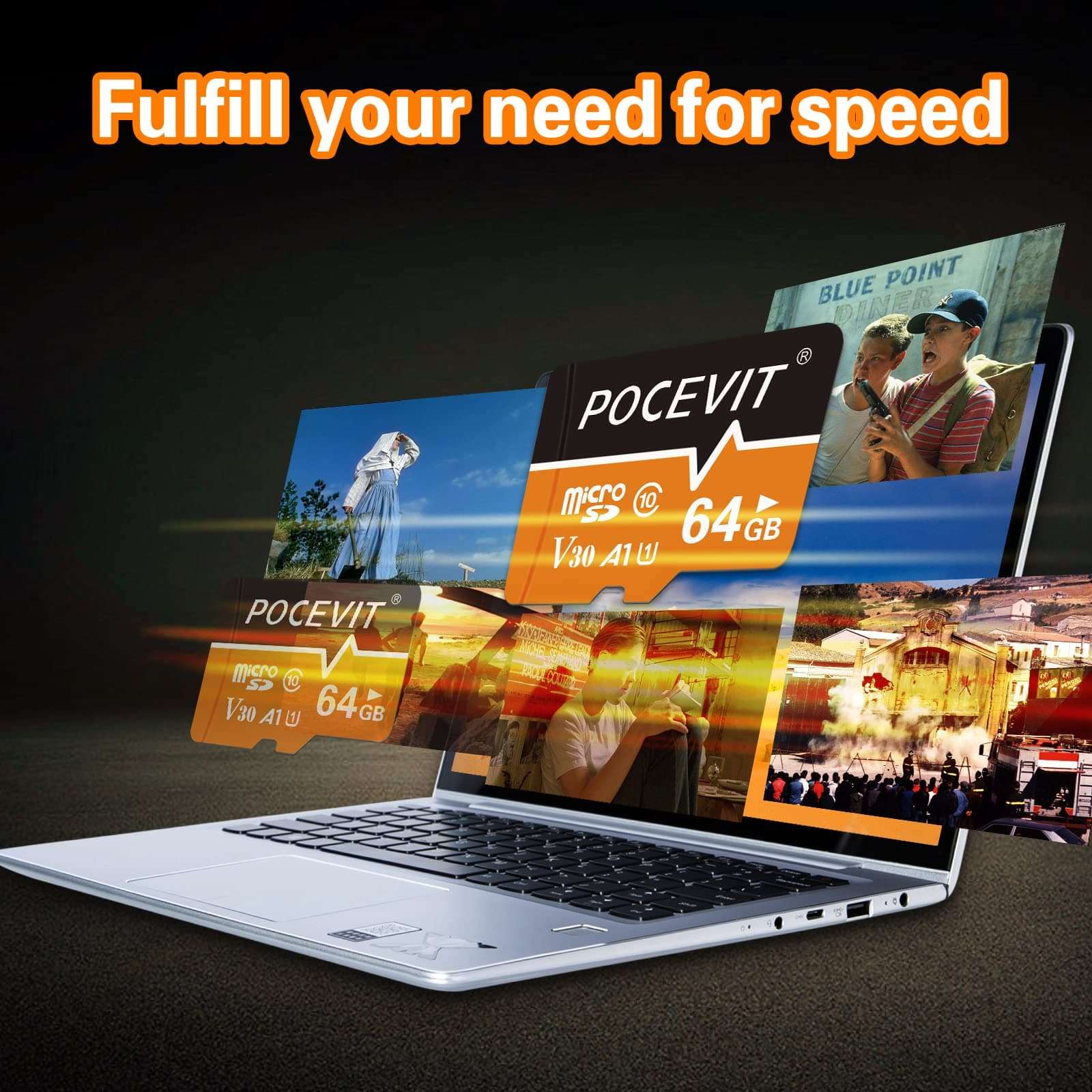 POCEVIT 64GB Micro SD Card | microSDXC Memory Card | SD-Memory-Card Up to 80MB/s, A1, U1, Class10, V30, UHS-I, High Speed TF Card 5