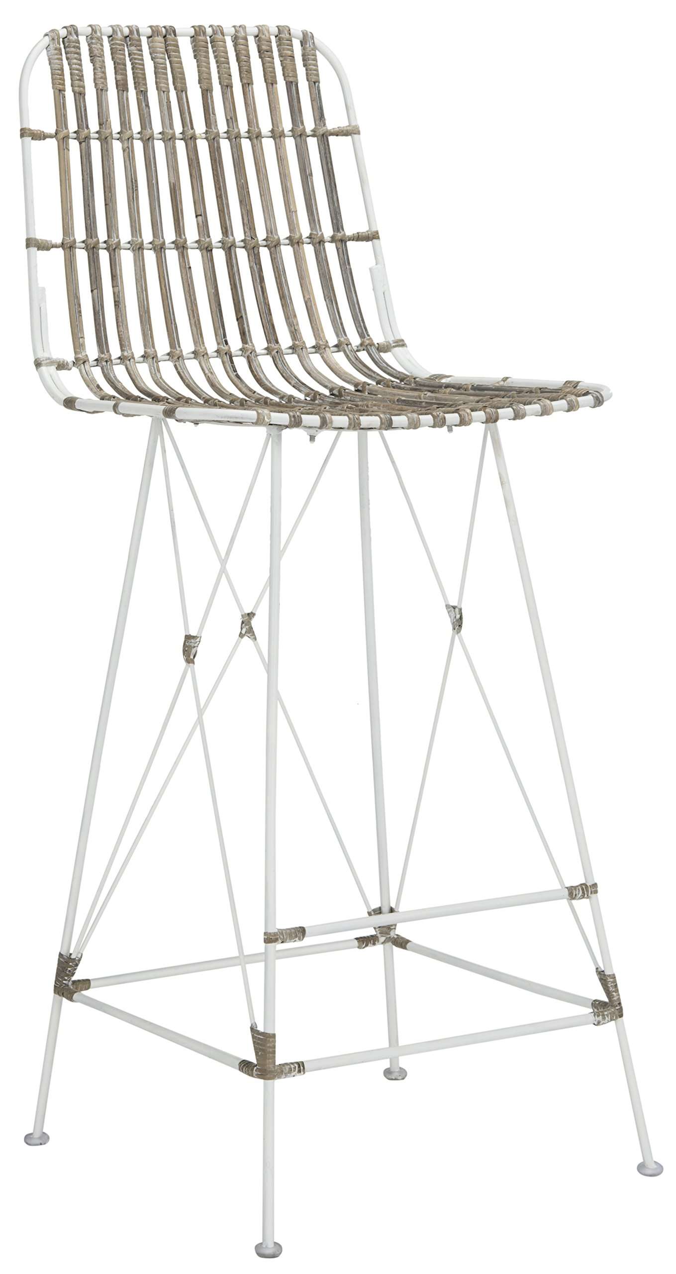 Safavieh Home Collection Minerva White Rattan 30-inch Bar Stool (Set of 2) 1