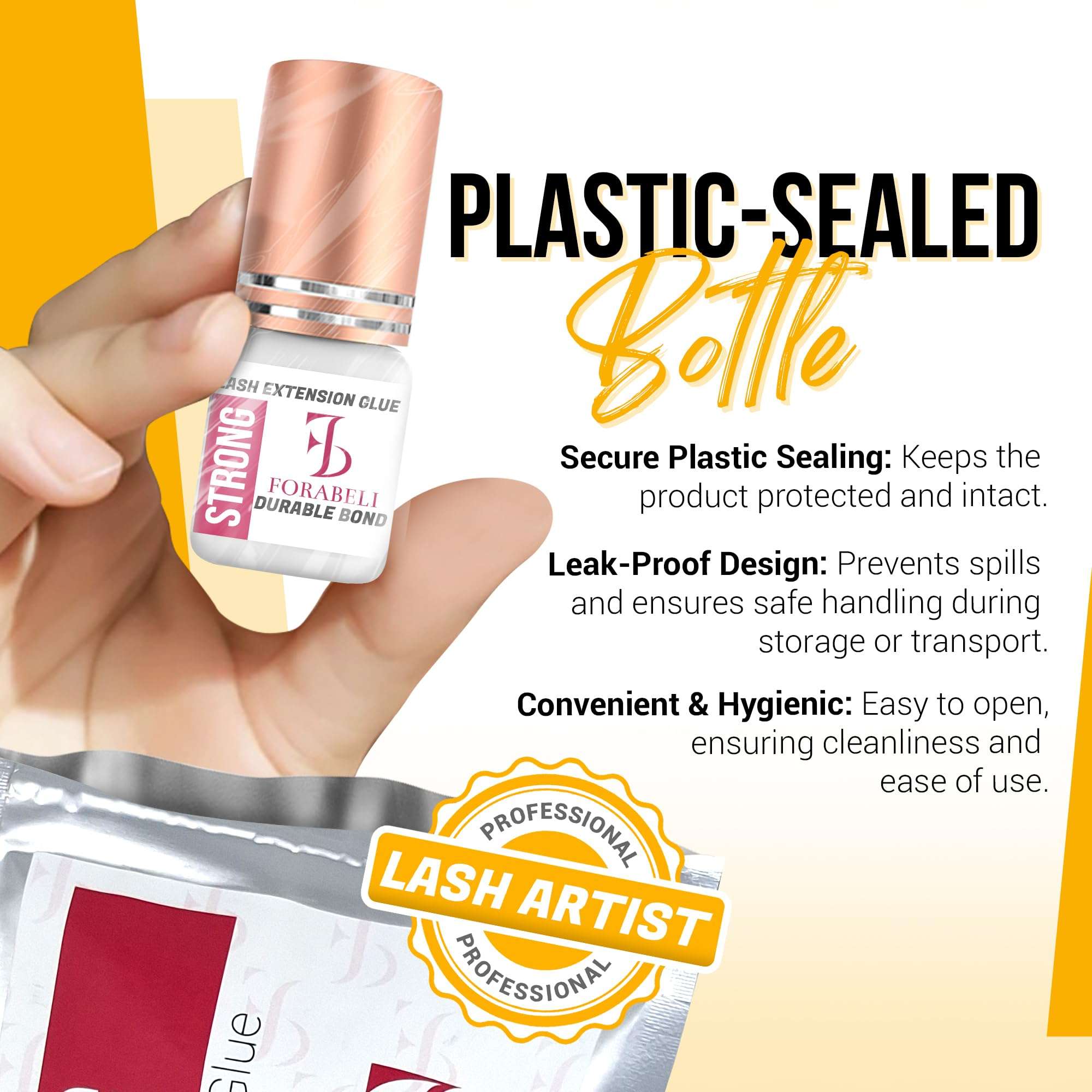 Forabeli Strong Lash Extension Glue, 2–3 Sec Dry, 6 Week Retention, Seamless Integration, Fast-Dry Professional Eyelash Extension Glue, Lash Adhesive for Eyelash Extensions 4