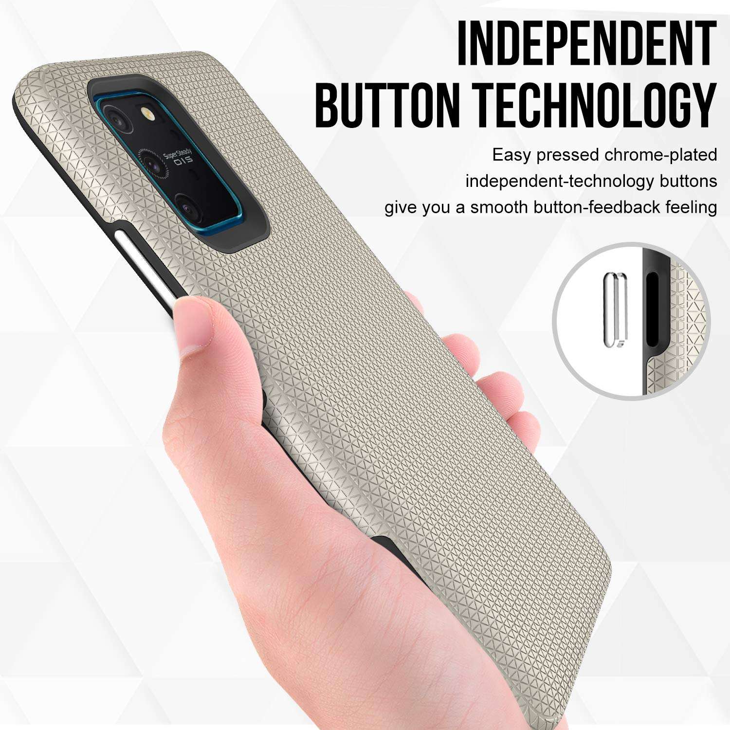 Thinkart Galaxy S10 Lite (2020) Case with Tempered Glass Screen Protector,Anti-Slip Non-Slip Texture Protection Hard Cover for Samsung Galaxy S10 Lite,Galaxy A91,Galaxy M80S Phone (Golden) 5