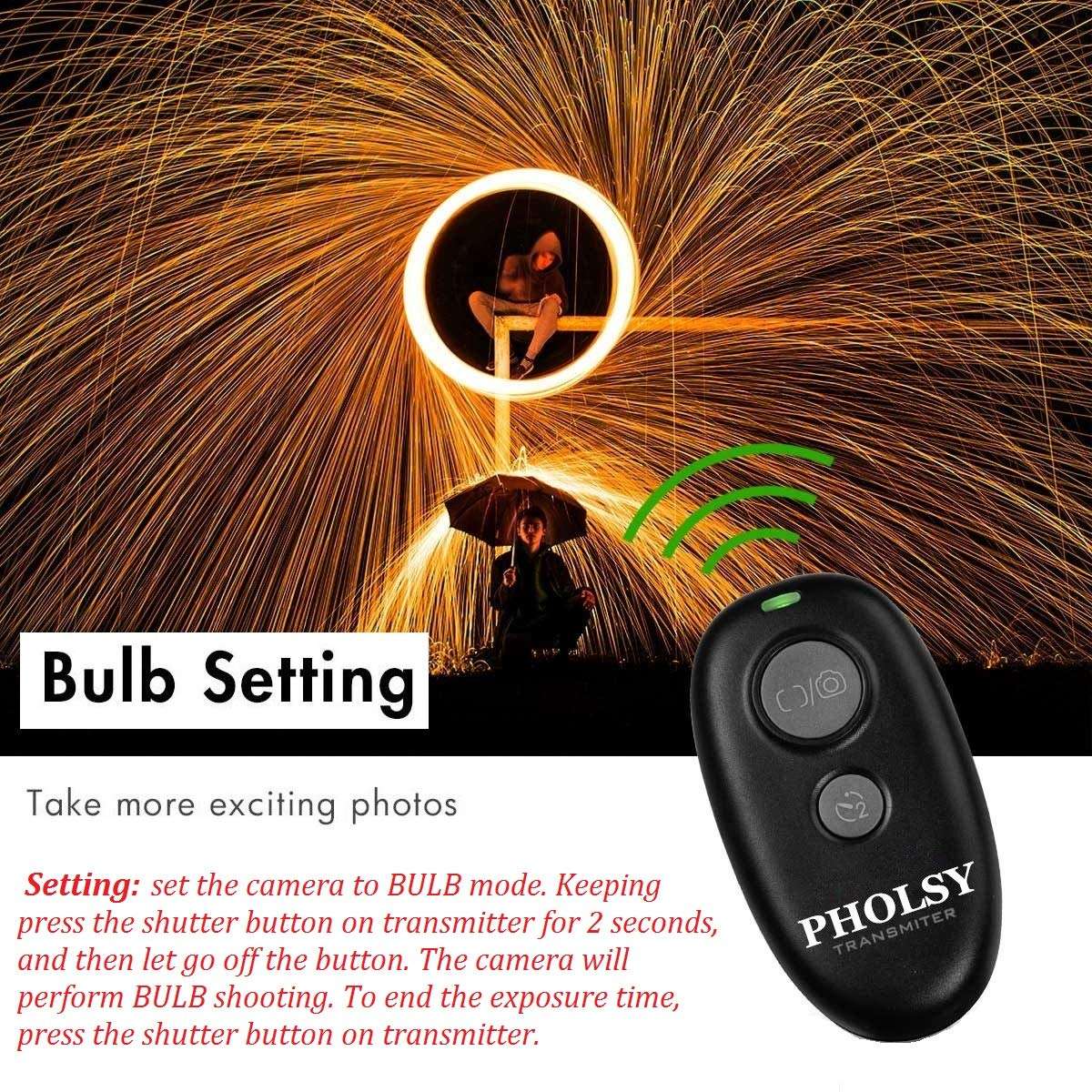 PHOLSY Wireless Shutter Release Camera Remote Control for Fujifilm GFX50S, XPro2, X-H1, X-T2, X-T1, X-T10, X-T20, X-T100, X-E2S, X-E2, X-M1, X-A3, X-A2, X-A1, X-A10, X100F, X100T, X70, X30, XQ2, XQ1 5