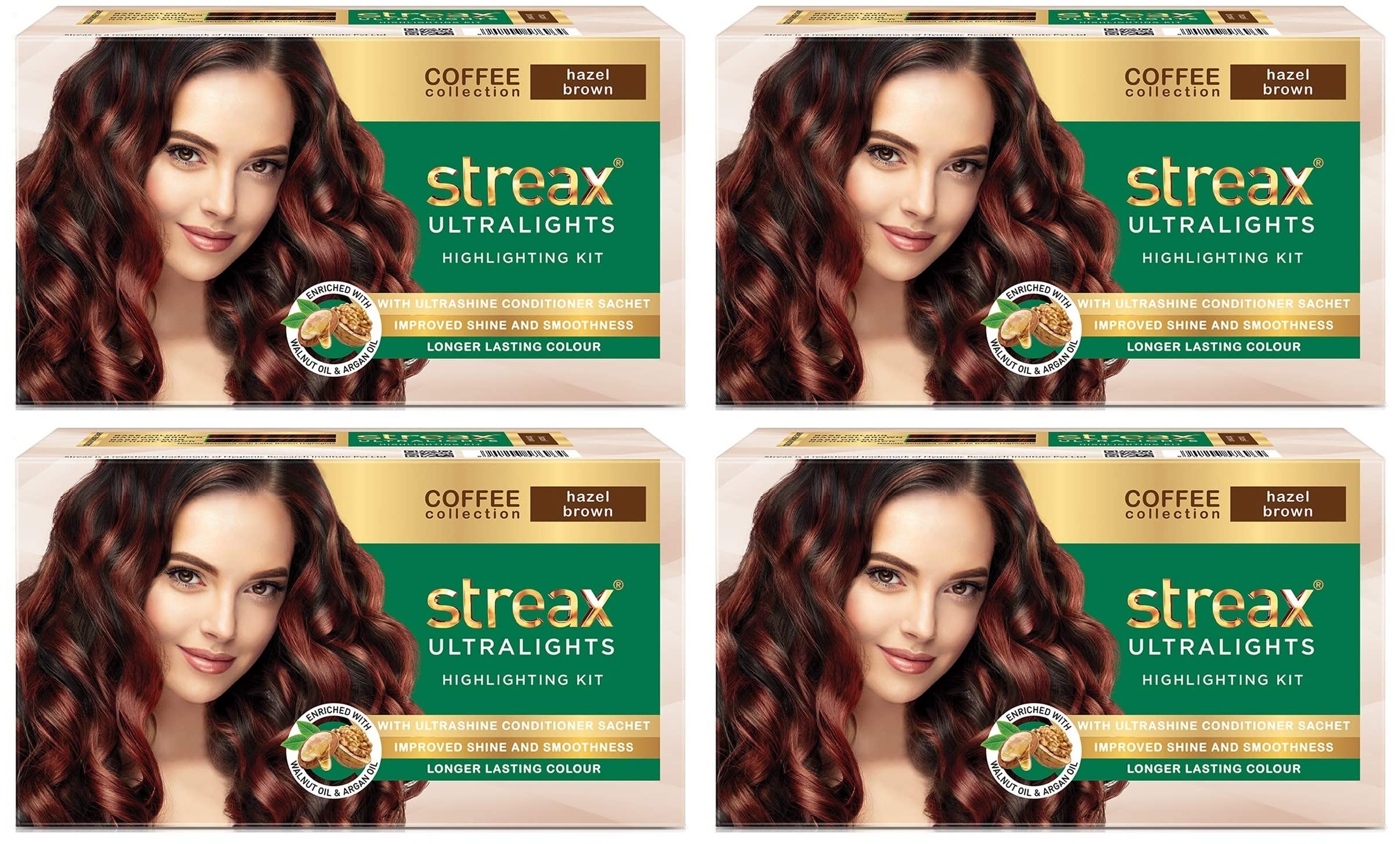 Streax Ultralights Highlighting Kit-Coffee Collection-Hazel Brown,120ml x Pack of 4