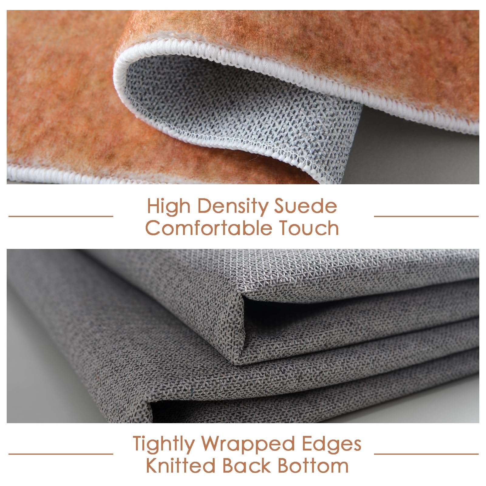 Eroyat Abstract Slim Area Rug, 3x5 Feet Non-Slip for Living Room Bedroom, Indoor Entryway Kitchen, Office - Non-Shedding Soft Low Pile Floor Decor, Gray-Orange 4