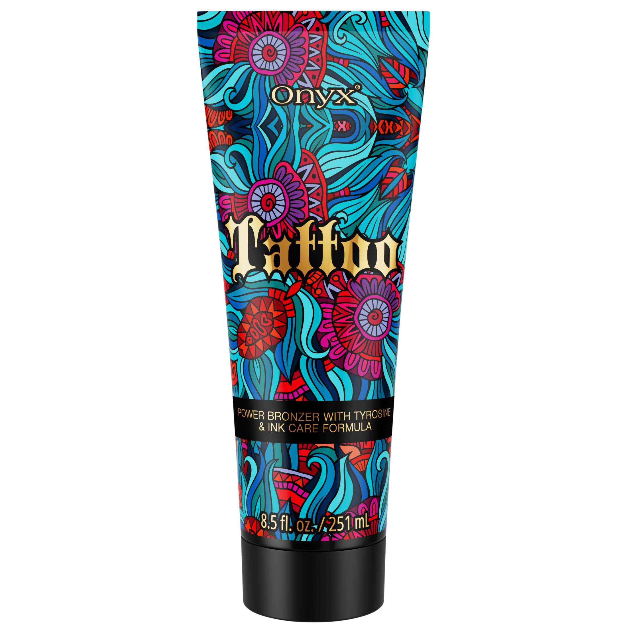 Onyx Tattoo Tanning Bed Lotion | Fade Protection | Color Enhancer | Indoor, Outdoor Tanning Accelerator | Tattoo Vibrancy & Smooth Skin | For Men, Women | Hydrating Lotion | Face & Body (8.5 fl oz) 1