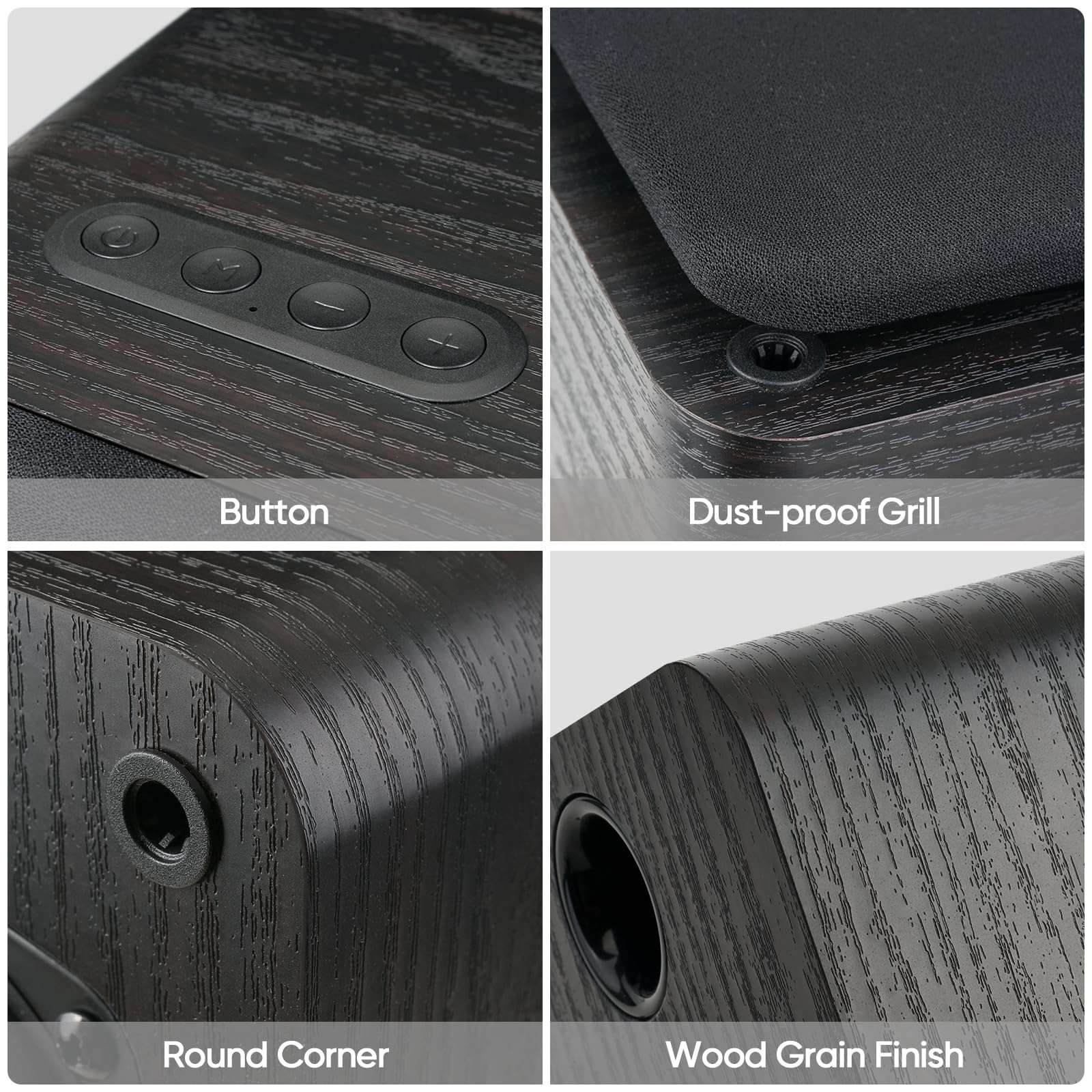 RIOWOIS Powered Bookshelf Speakers with Bluetooth 5.3 and Built-in Amplifier for Vinyl Record Player, 30W*2 Turntable Speakers with 3.5" Dual Cone Driver, Optical/AUX/TV-ARC Input (Red) 5