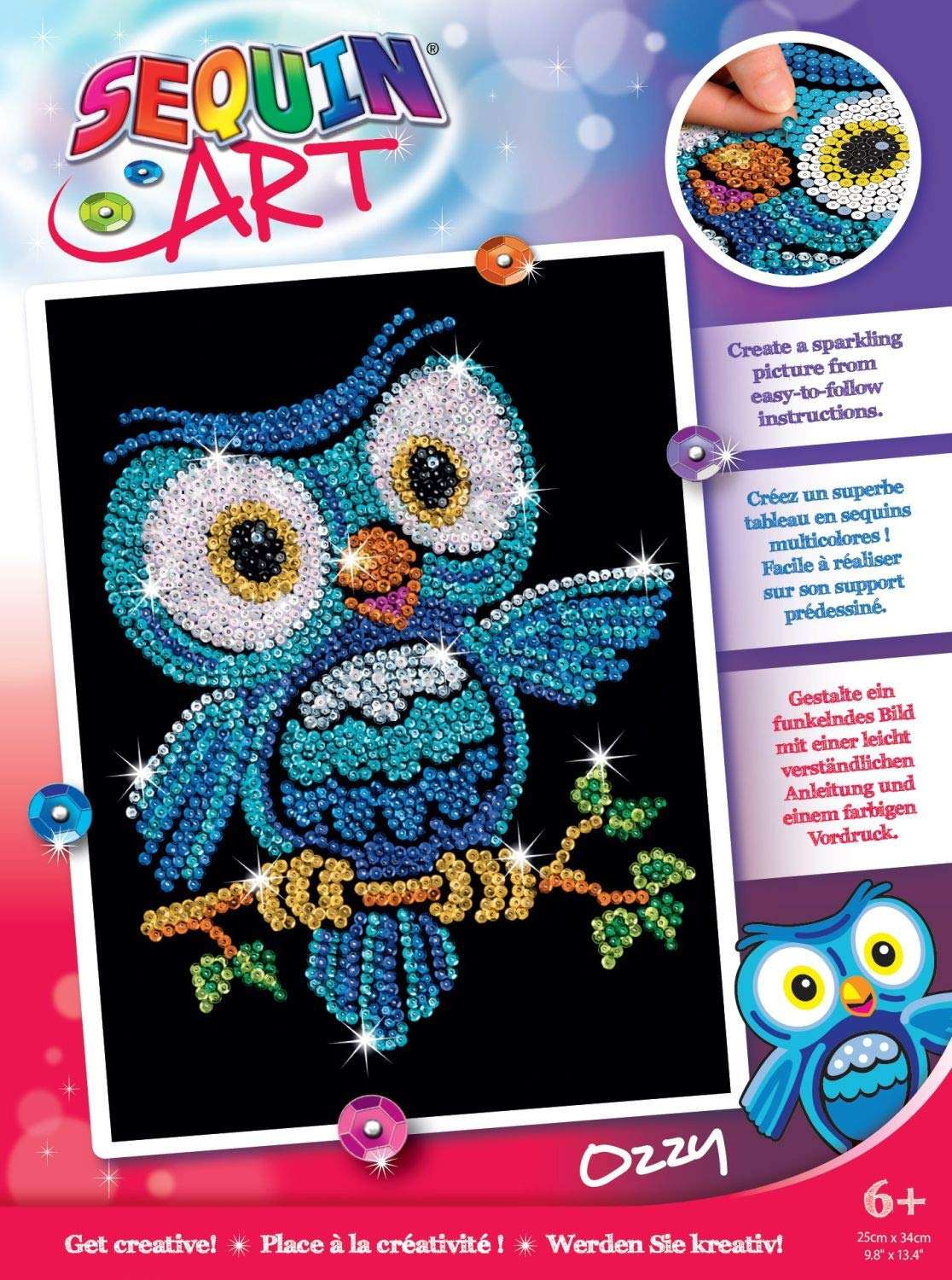 Sequin Art Sparkling Arts and Crafts Picture Kit - Owl, Multi Color