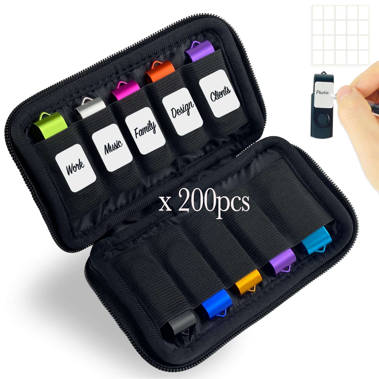 200pcs Flash Drive Case USB Storage Case JBOS USB Holder Storage Bag for USB Flash Drive Electronic Accessories Organizer for USB Flash Drive, USB Case, Thumb Drive Caes, Jump Drive Case 1