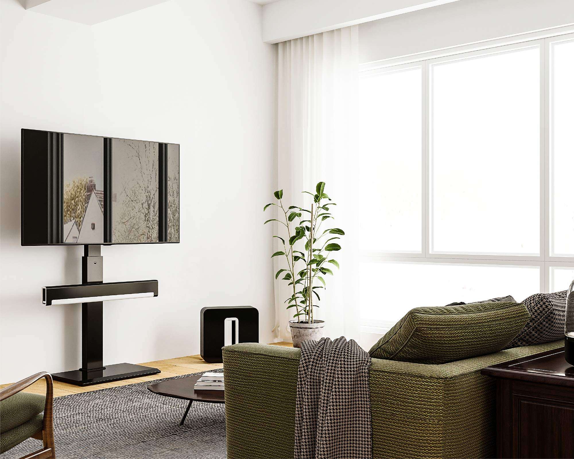 FITUEYES Sound Bar Mount with 2 Installation Design for SONOS Beam Most Sound Bars Up to 22 LBS Soundbar Mounting Bracket Specially for Floor TV Stand 3