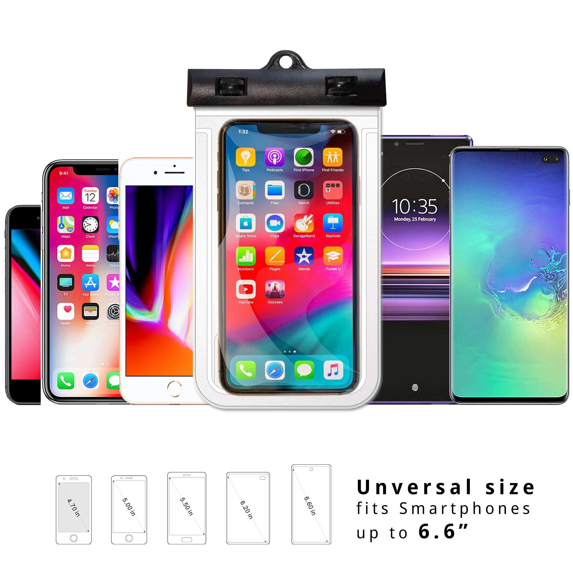ESJFULI Waterproof Phone Pouch, Floating IPX8 Universal Waterproof Cell Phone Dry Bag case Up to 6.6 inch,ac at The Back of The Vomit Bag-Orang 2