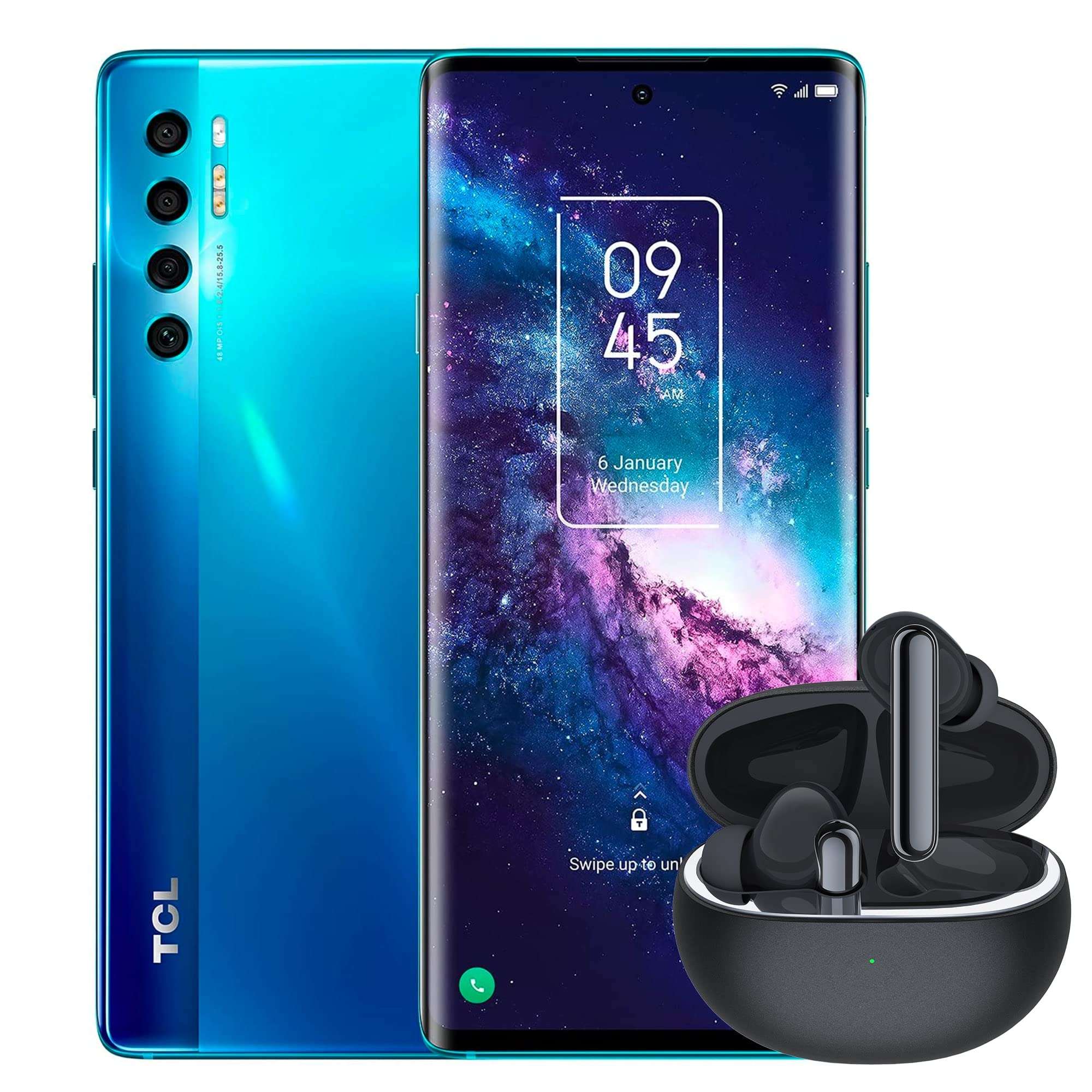 TCL 20 Pro 5G Unlocked Android Smartphone, 6GB+256GB, 4500mAh, Marine Blue MOVEAUDIO S600 True Wireless Earbuds, 32Hrs Playtime, Water Resistance,Black