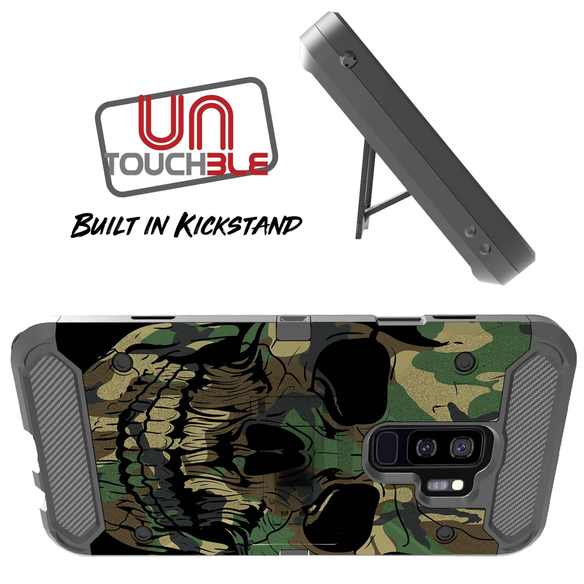 Untouchble Combo Case Compatible with Samsung Galaxy Note 9, Note 9 Holster Case [Tank Series] Triple Layer Inner TPU Bumper Two Piece Shell Kickstand Belt Clip Rugged Cover - Jungle Camo Skull 3