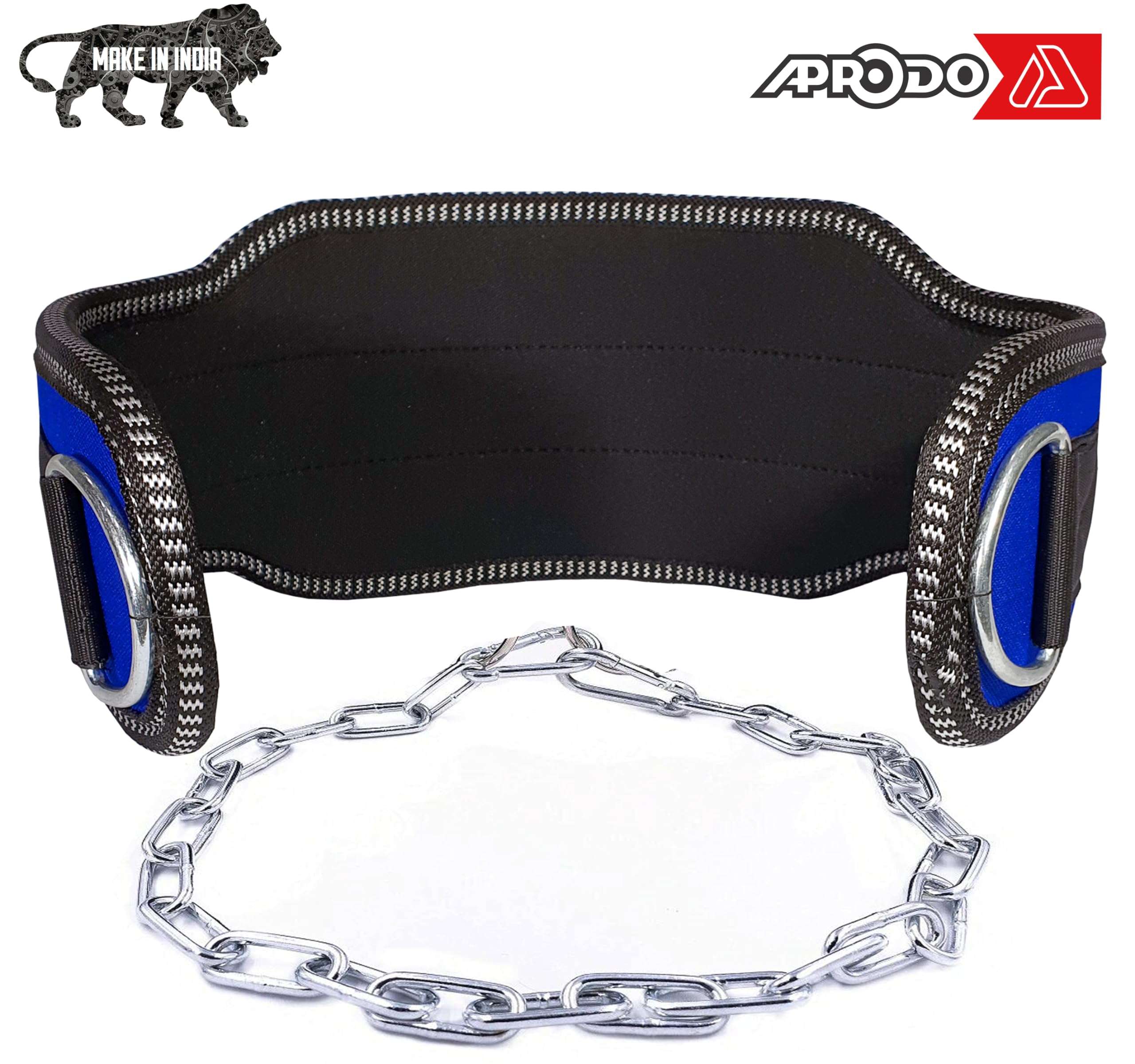 Aprodo Sports DIP Belt with Steel Chain 36 INCHES Weighted Chain for DIPS Pull UPS Weight Lifting Crossfit ONE Size FITS All (Blue) 2