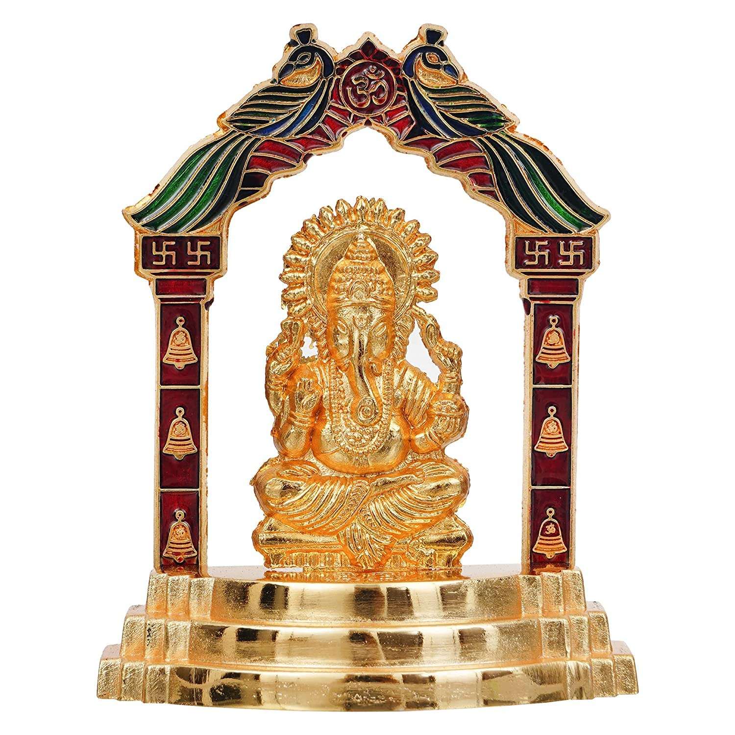 Webelkart Premium Combo of 3 Designer Rakhi for Brother and Bhabhi and Kids, 1 Greeting Card and Roli Chawal Pack with Premium Lord Ganesha Gold Plated Statue 3