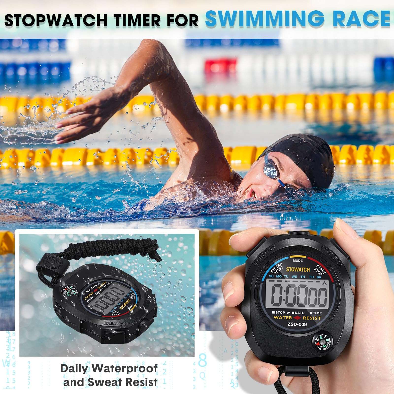 Maxdot 40 Pieces Digital Stopwatch Timer Waterproof Stop Watch Large Display Stop Watches for Sports Multi Function Stopwatches for Coaches Wrist Stopwatch 5