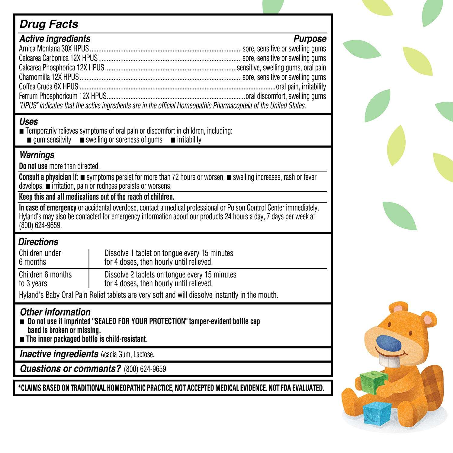 Hyland's Baby Oral Pain Relief Tablets, 125 Count Each (4) 3