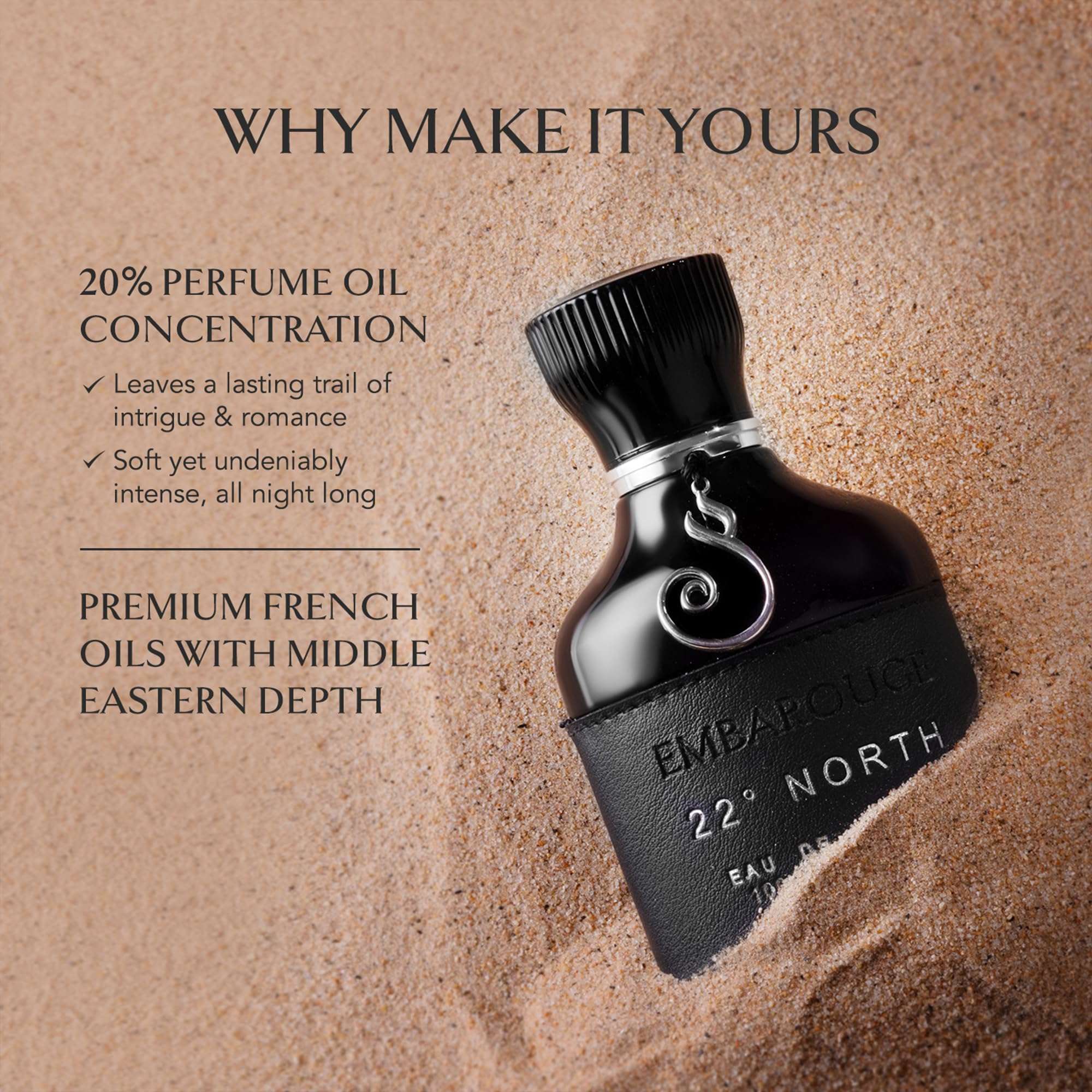 EMBAROUGE 22° North EDP Perfume for Man and Woman | Long Lasting | Woody Oud Scent | Geranium, Oud, Incense | Middle Eastern Luxury Fragrance |100ml 6