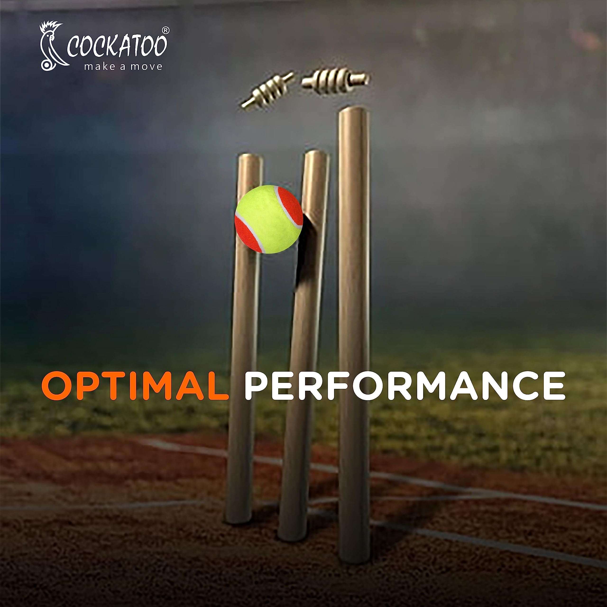 Cockatoo Rubber Cricket Tennis Ball, Construction of Tennis Ball for Cricket for Optimal Performance,Suitable for All Skill Levels. (120 Gr Per Ball-Pack of 6-Yellow Orange) 6